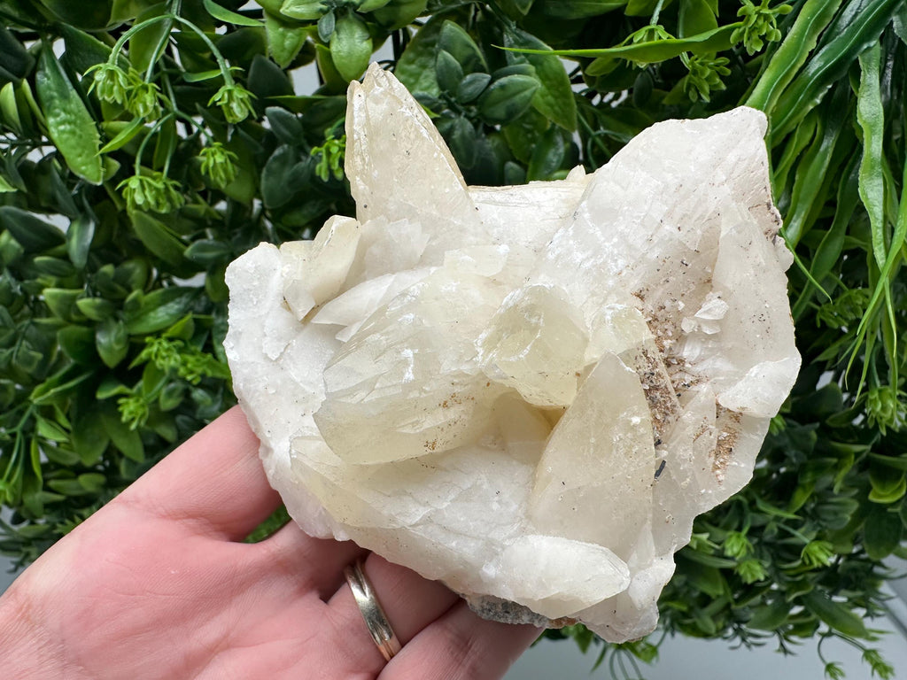 Calcite on Green Quartz: Laki Bulgaria Healing Crystal