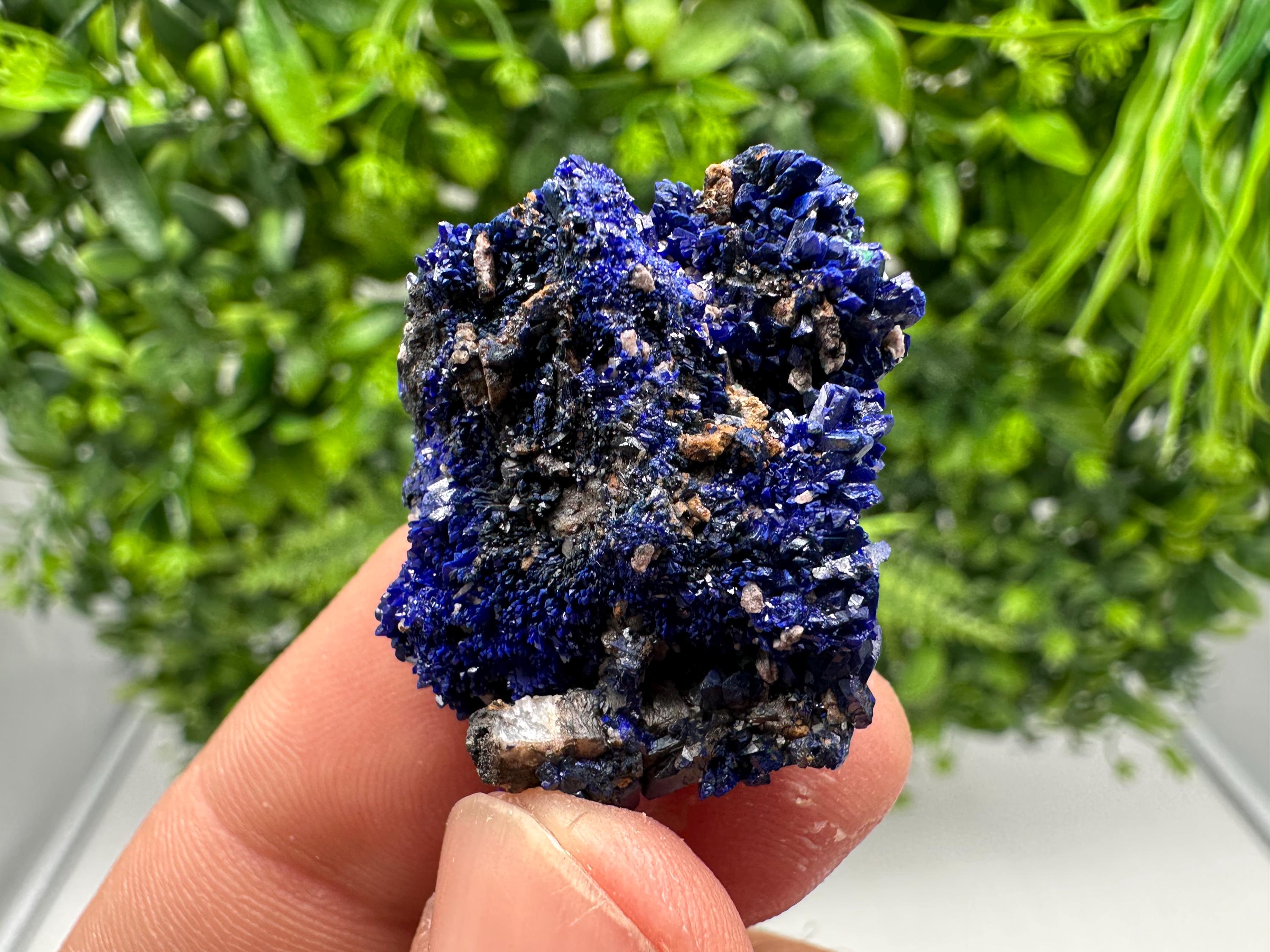 Crystallized Azurite-Kerrouchen,Morocco-Blue Azurite Specimen-High Quality Blue Azurite-Azurite Mineral Specimen, gemmy,lustrous of Azurite