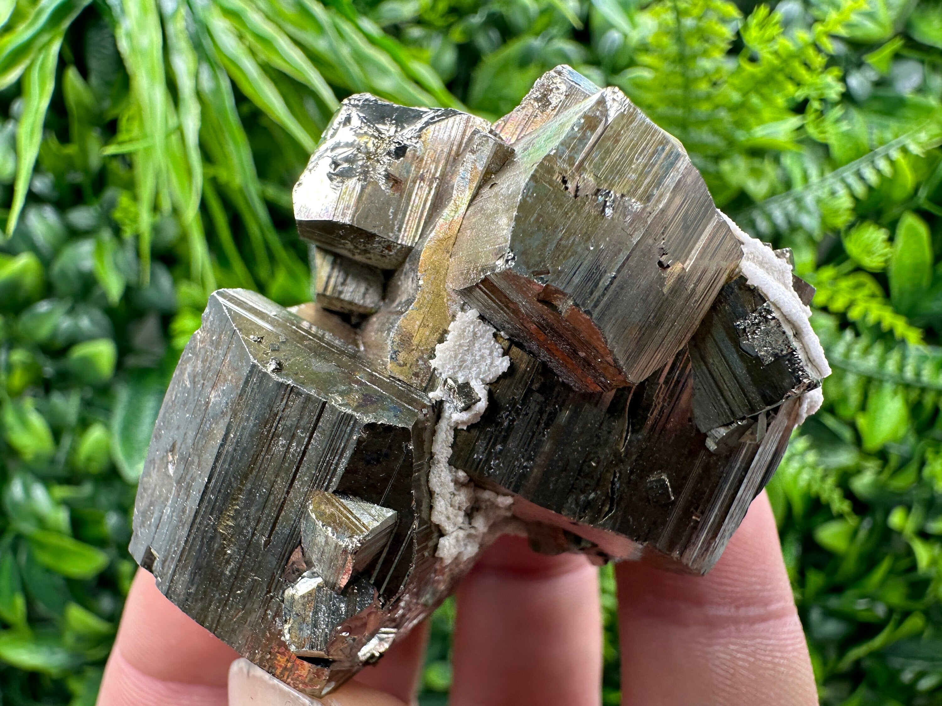 Rainbow Pyrite with Calcite: Natural Mineral Souvenir, Bulgaria