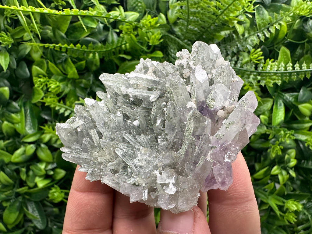 Amethyst Calcite Quartz Cluster, Chlorite Inclusions, Djurcovo Mineral Specimen