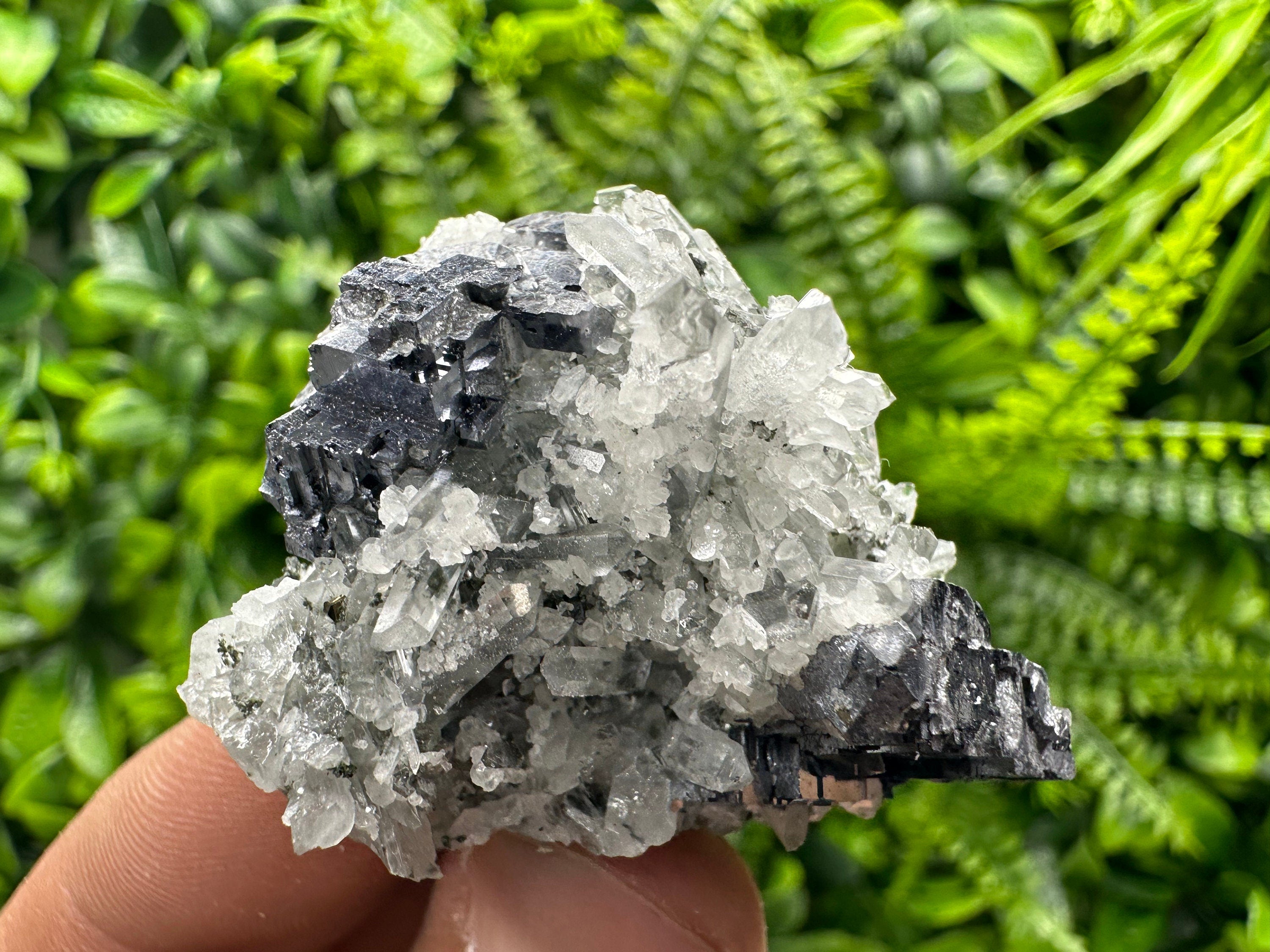 Galena on Quartz with Calcite: Natural Mineral Souvenir