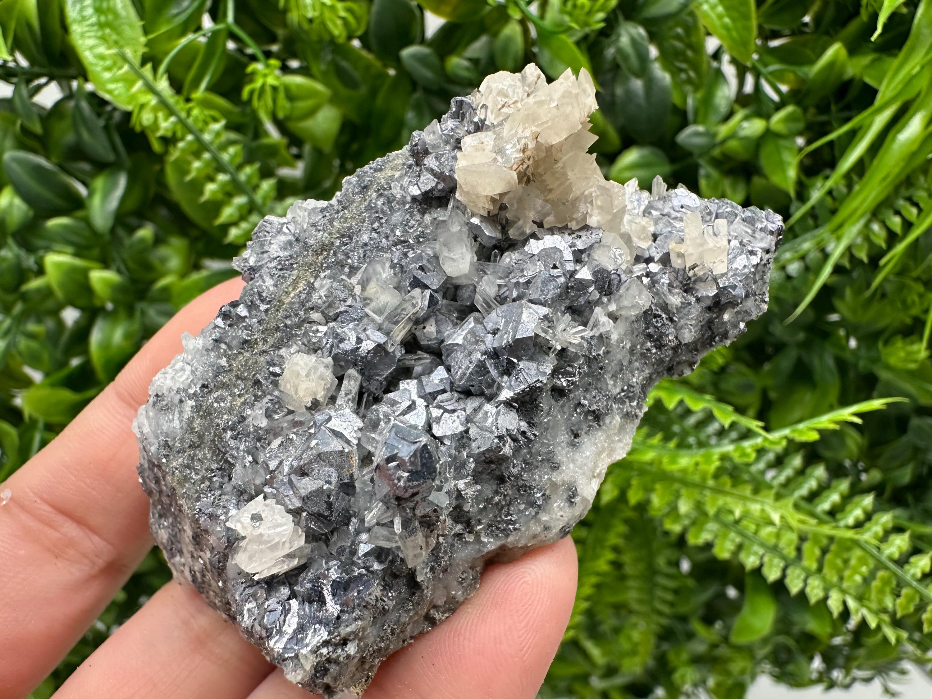 Galena Spinel with Quartz and Calcite, Borieva Mine Mineral Specimen