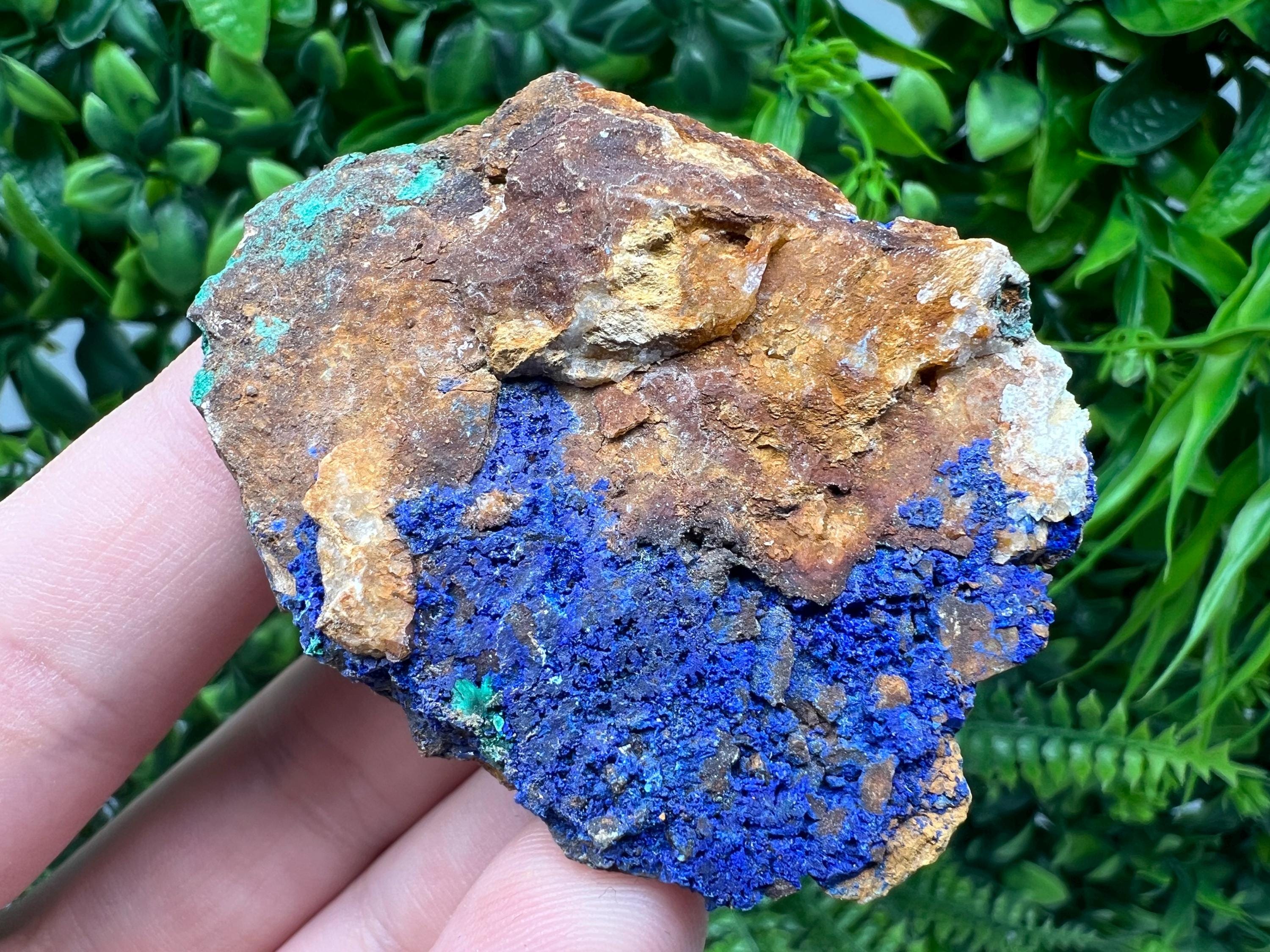 Azurite Malachite Mineral Specimen: Moroccan Blue-Green Crystal, Home Decor