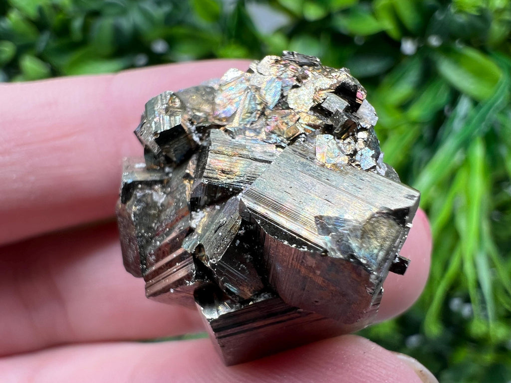 Rainbow Pyrite with Calcite, Natural Crystal Mineral Decor, Borieva Bulgaria