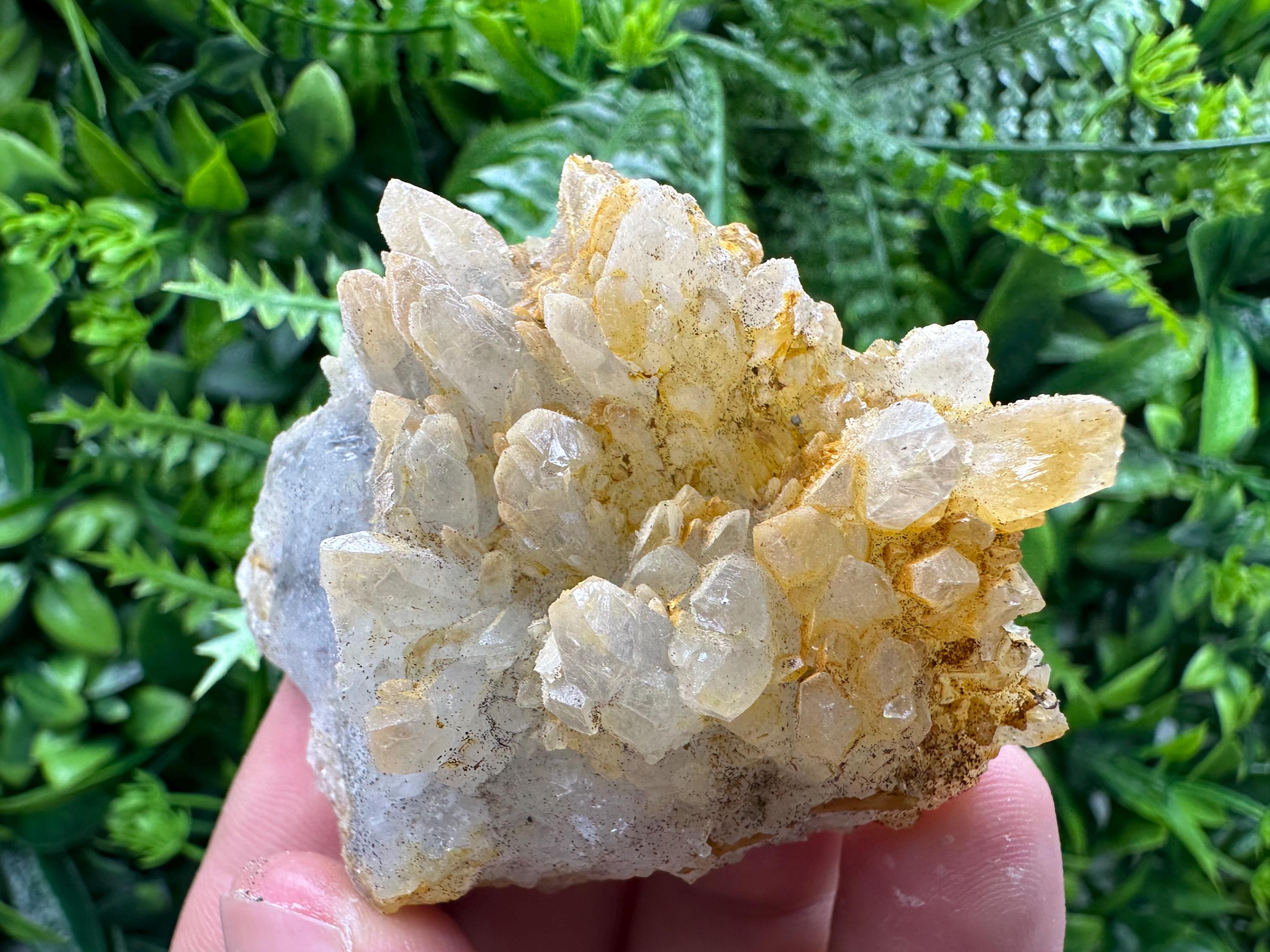 Quartz Crystal Cluster with Limonite – Mineral Specimen