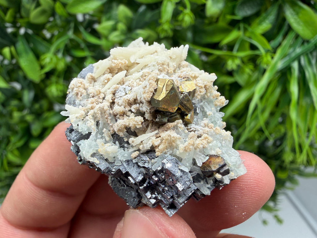 Sphalerite with Calcite Pyrite Mineral Specimen, Madan Bulgaria Collection Stone