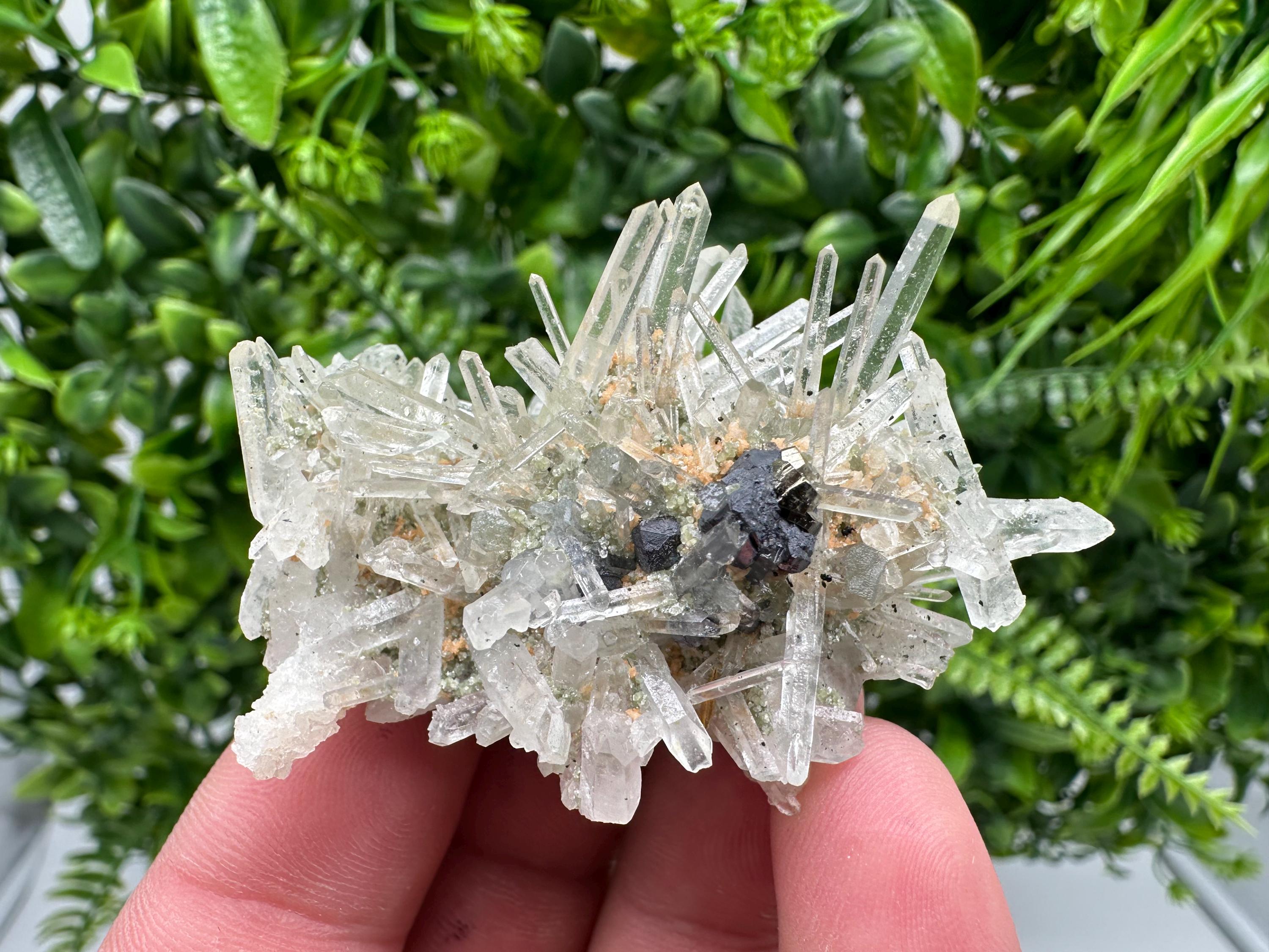 Quartz with Epidote Mineral Specimen, Borieva Mine, Bulgaria