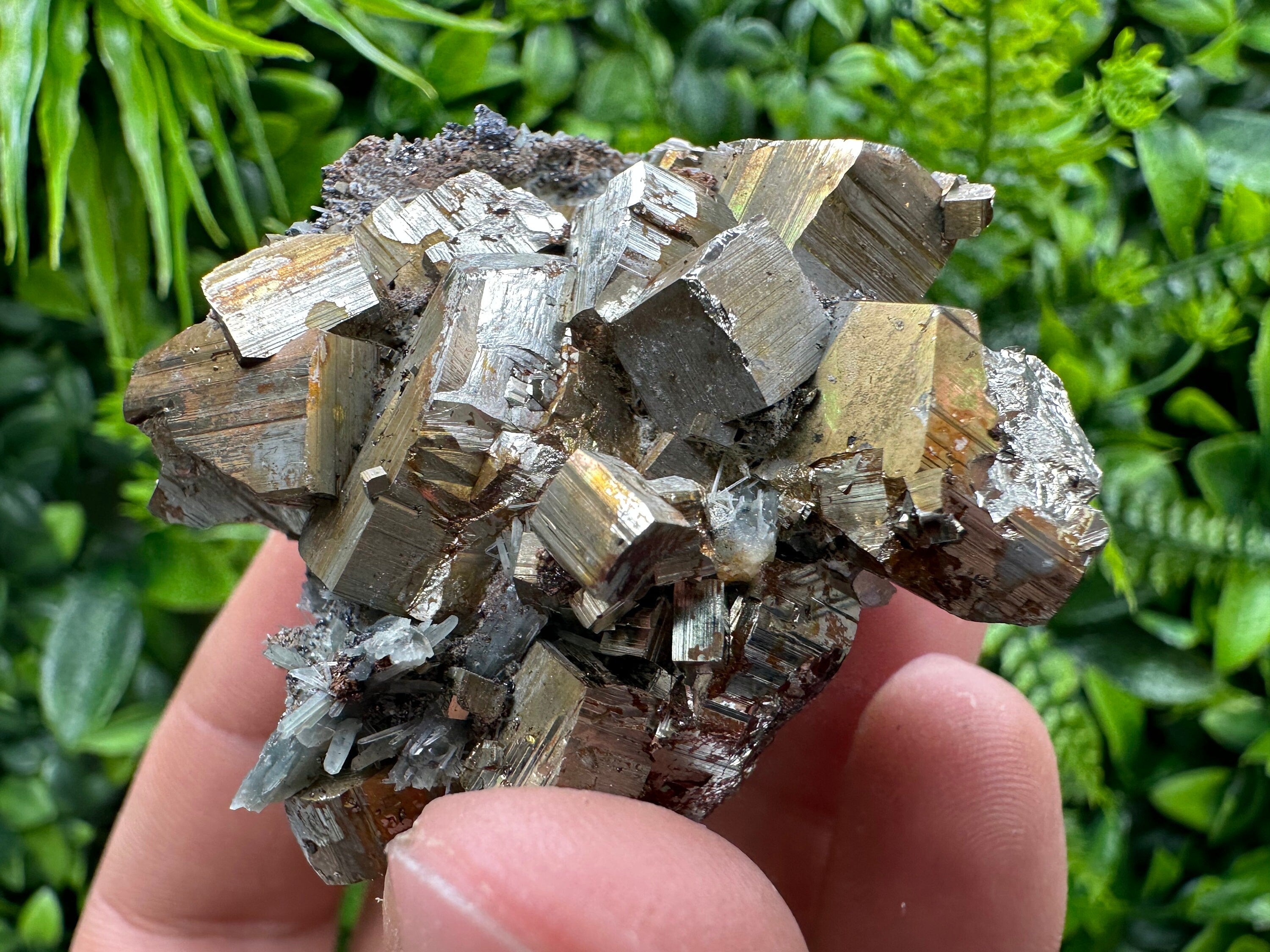Double Sided Pyrite Cluster with Hematite, Madan Bulgaria