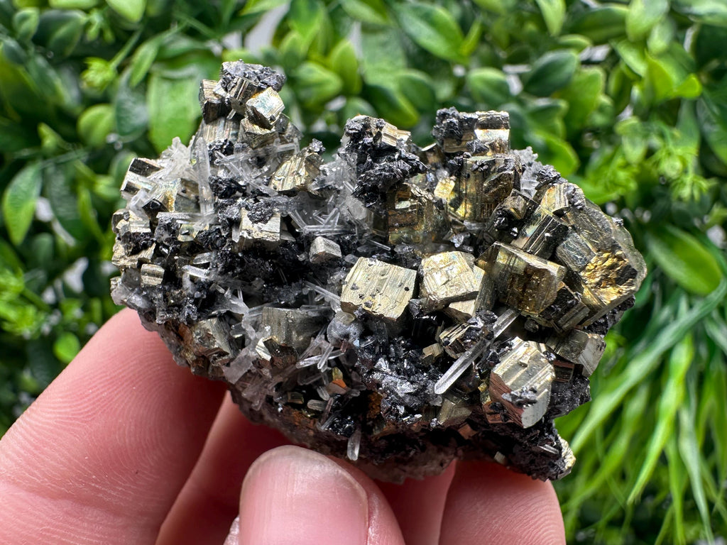 Wonderful Rainbow pyrite,Sphalerite on needles Quartz,natural minerals souvenir crystal gift collection stone,home decor Borieva Bulgaria