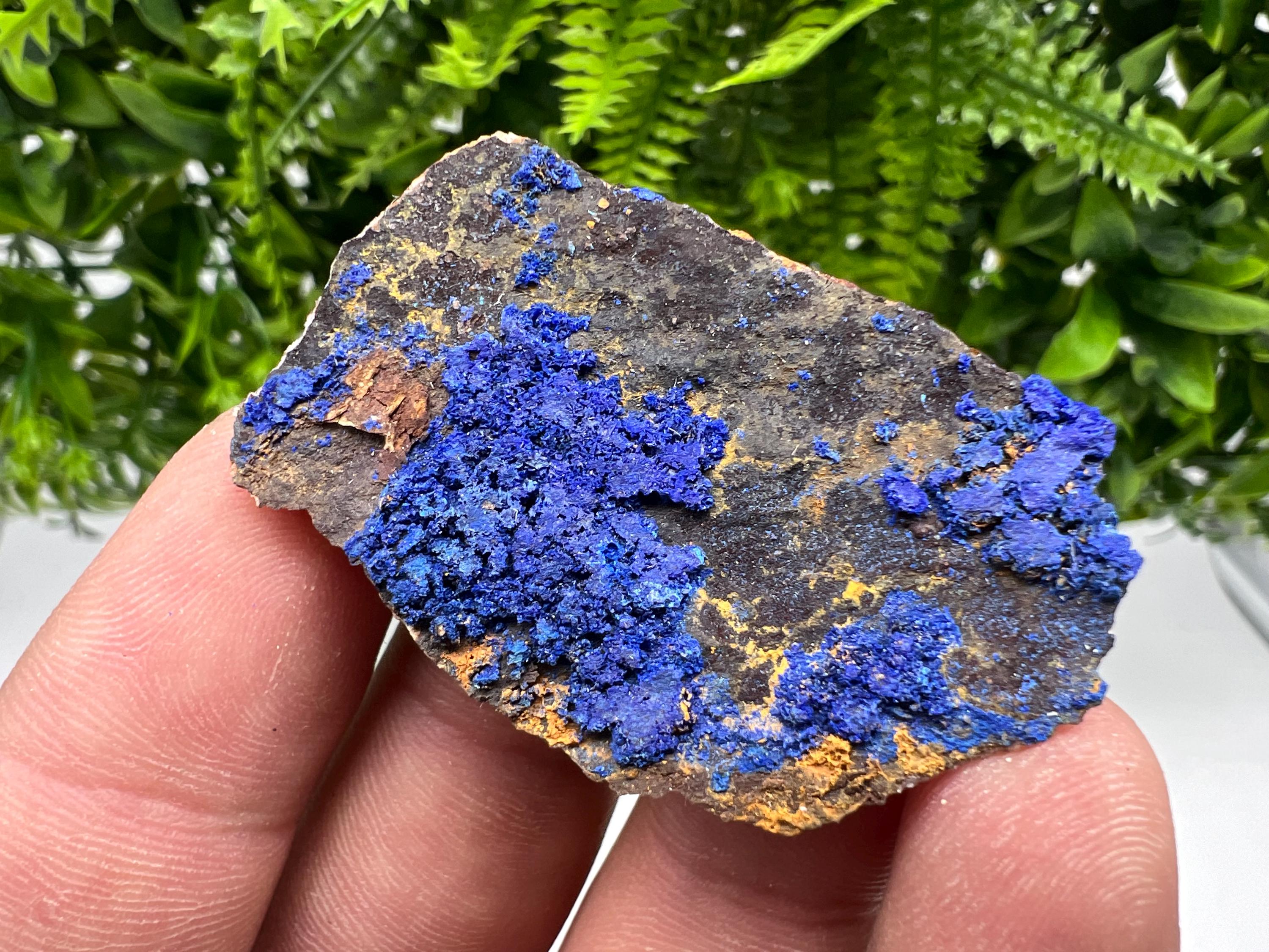 Moroccan Azurite & Malachite Mineral Specimen: Blue Crystal Decor