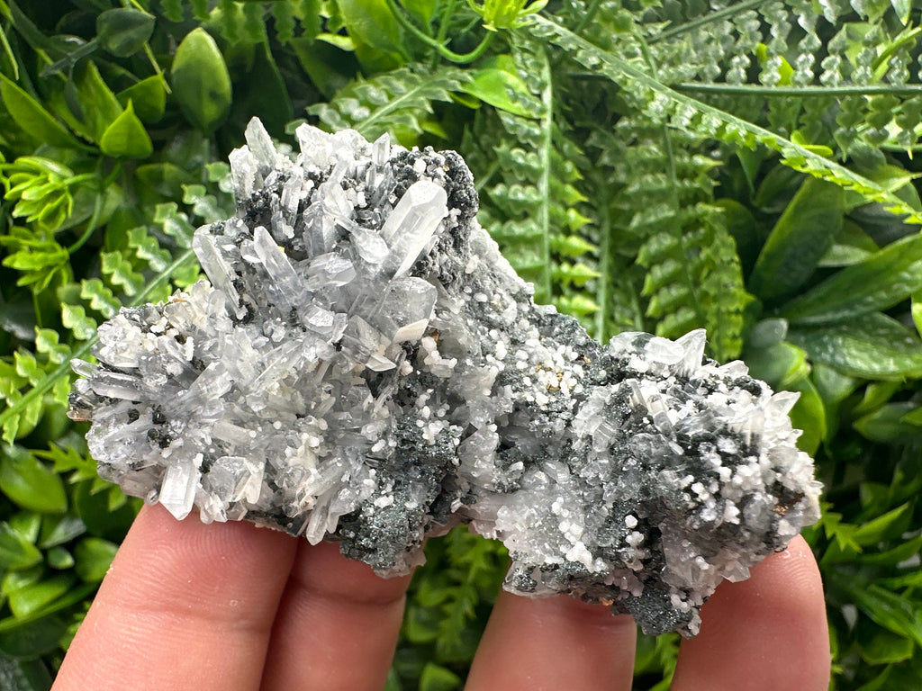 Quartz with Calcite and Chlorite: Borieva Mine Crystal Souvenir