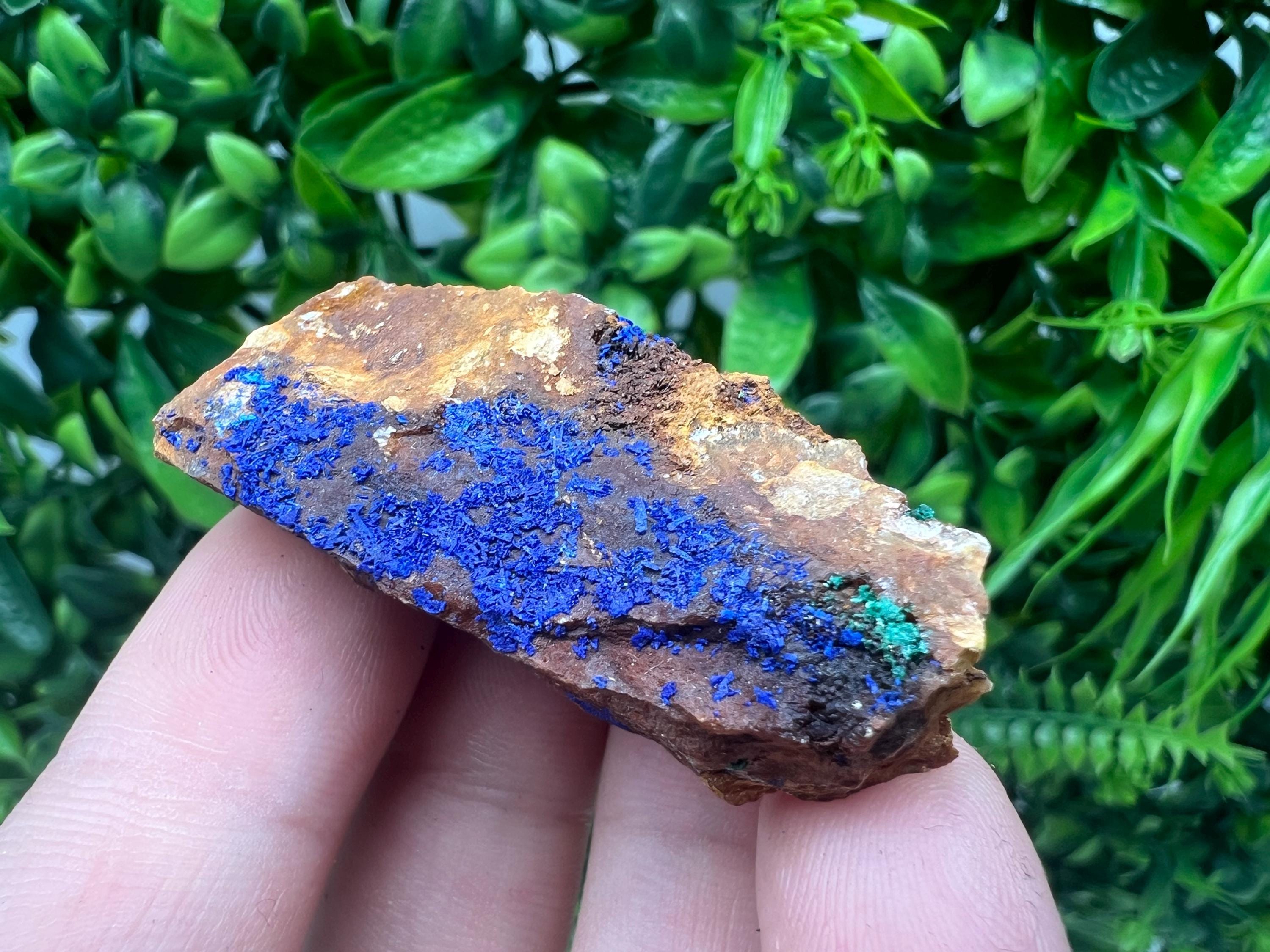 Azurite Malachite Mineral Specimen: Moroccan Blue-Green Crystal, Home Decor