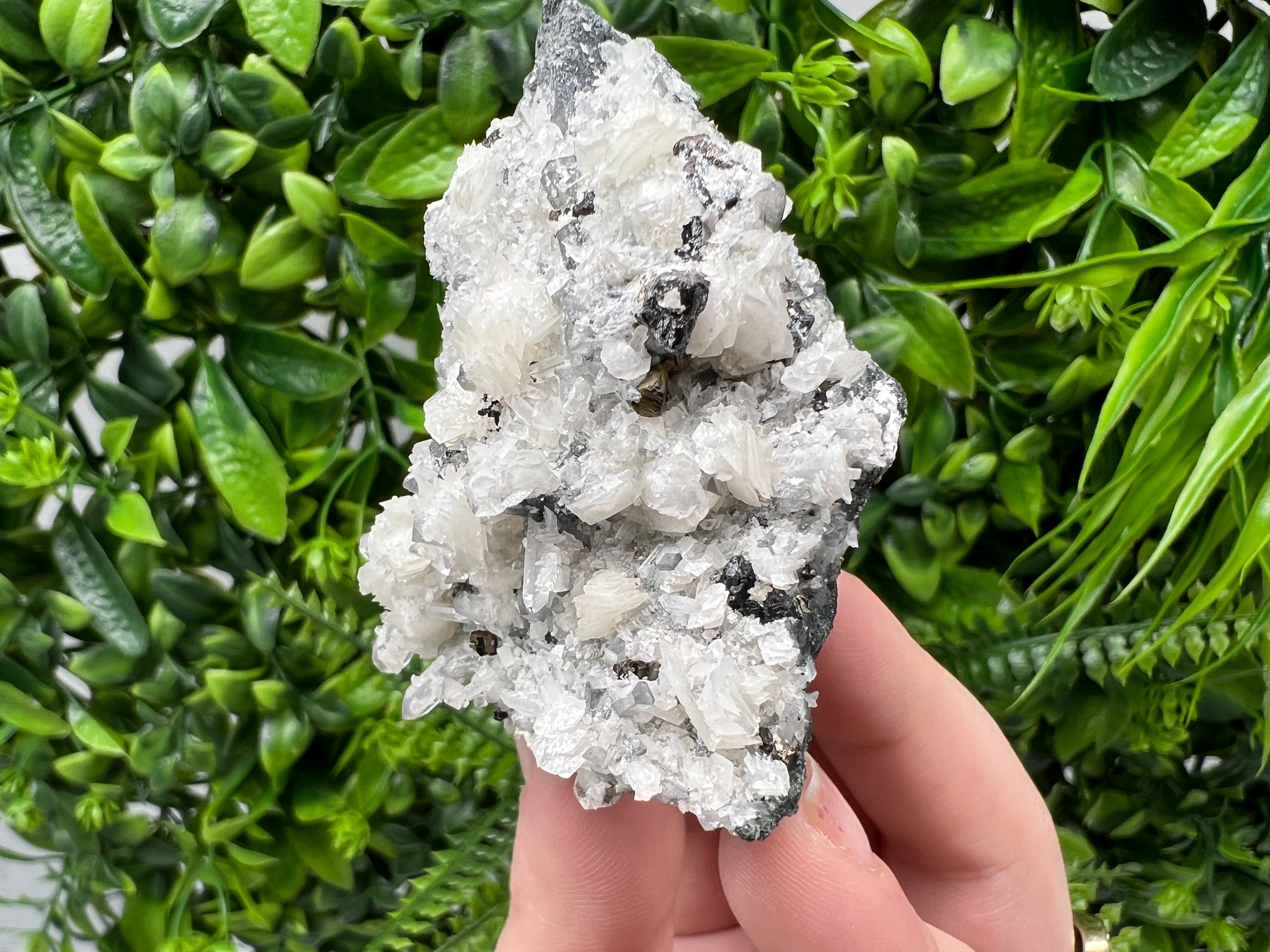 Calcite on Quartz Mineral Specimen, Borieva Mine, Bulgaria