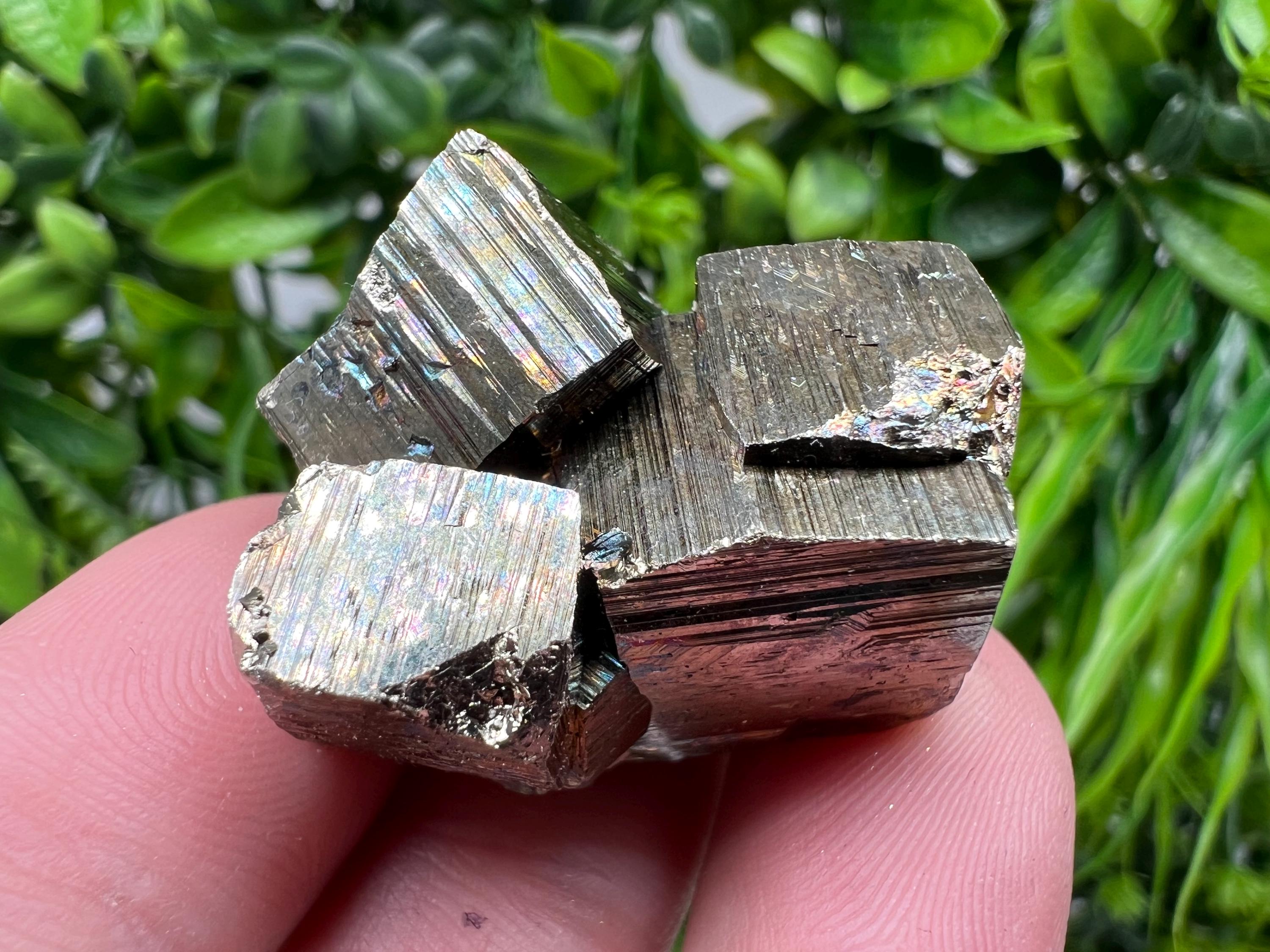Rainbow Pyrite with Calcite, Natural Minerals Souvenir, Borieva Bulgaria