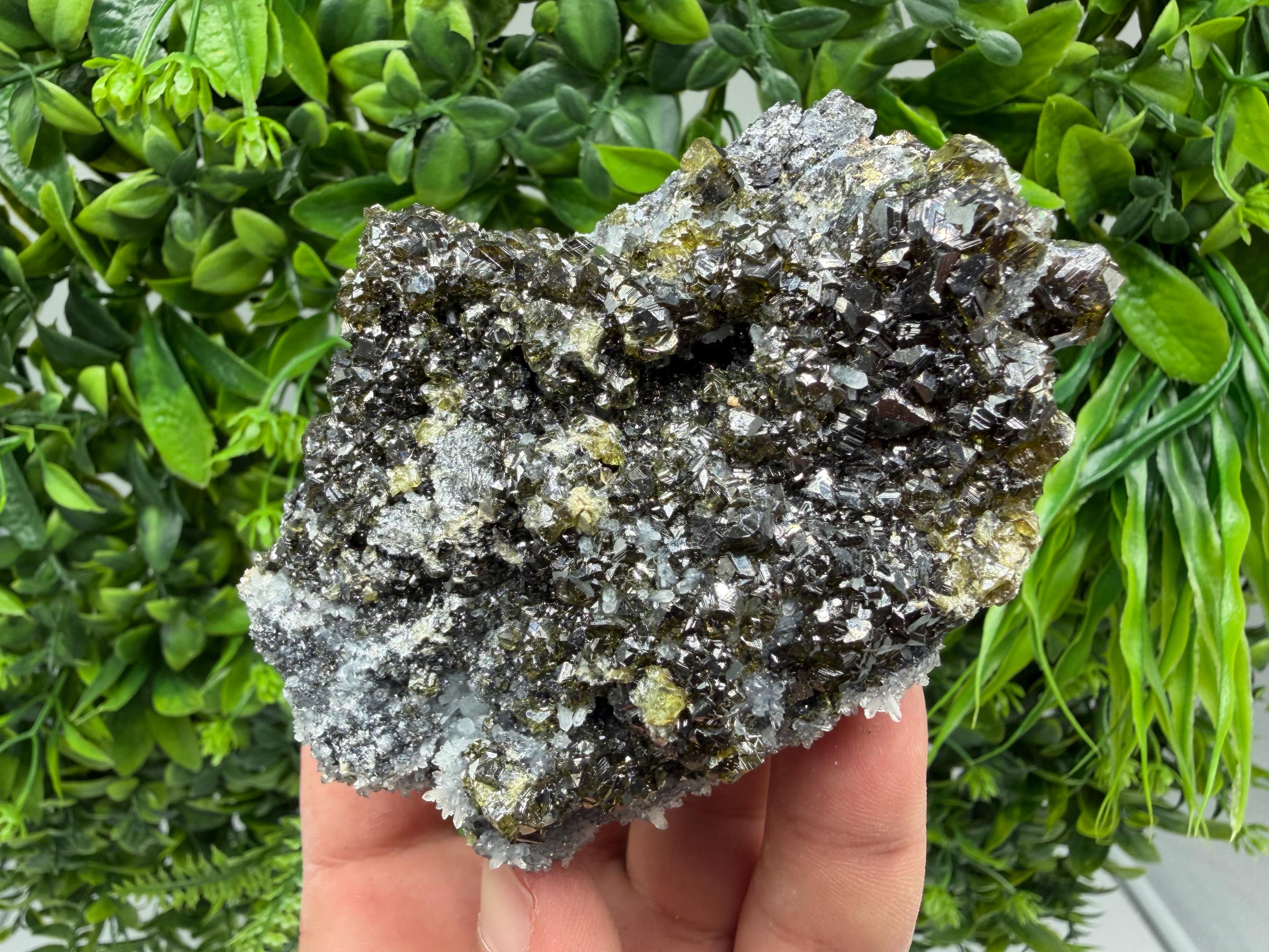 Sphalerite Cleiopfane on Quartz Mineral Specimen, Krushev Dol Mine, Bulgaria Home Decor Stone