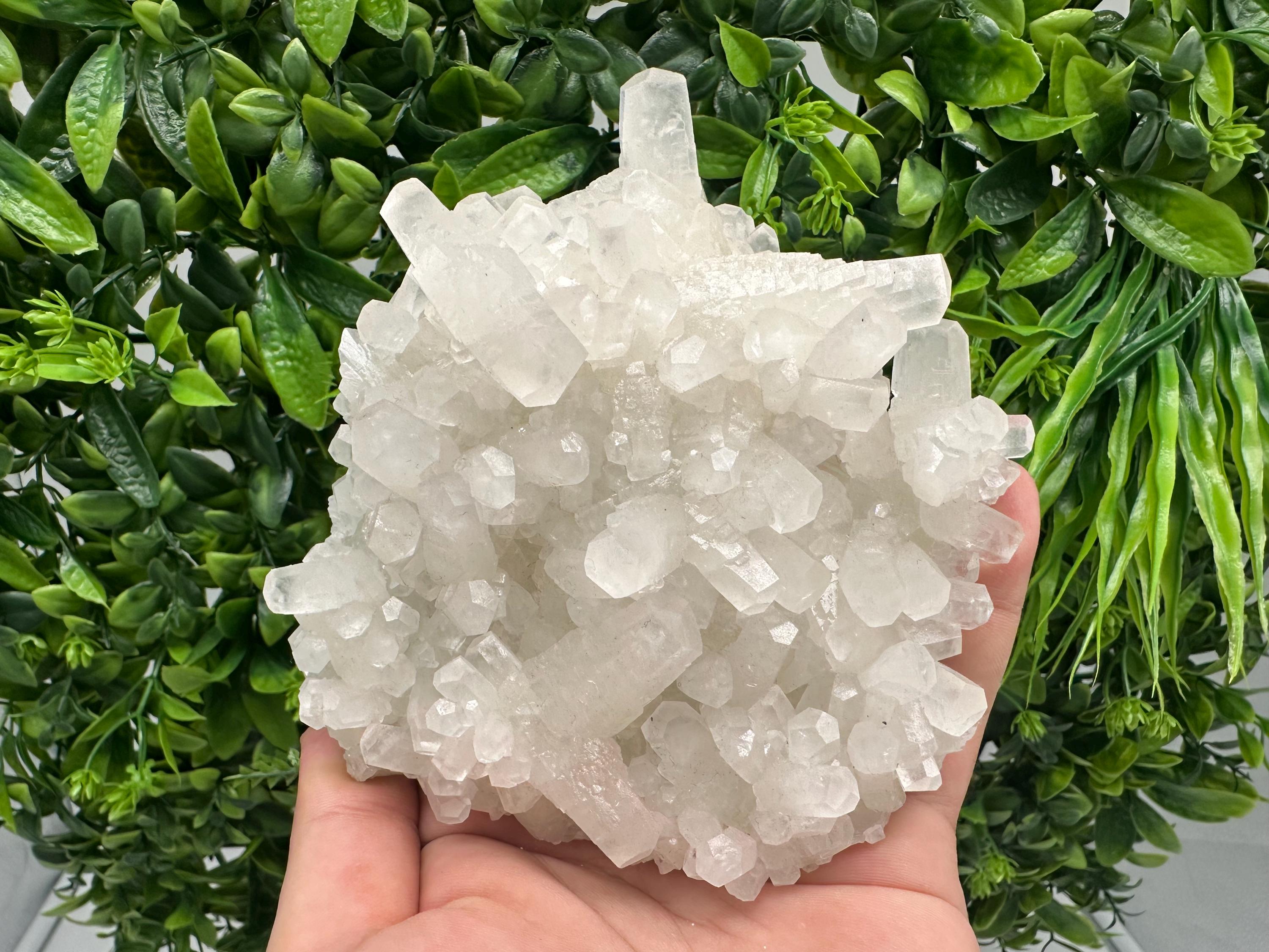 Calcite on Green Quartz: Djurcovo Mine, Bulgaria Healing Crystal