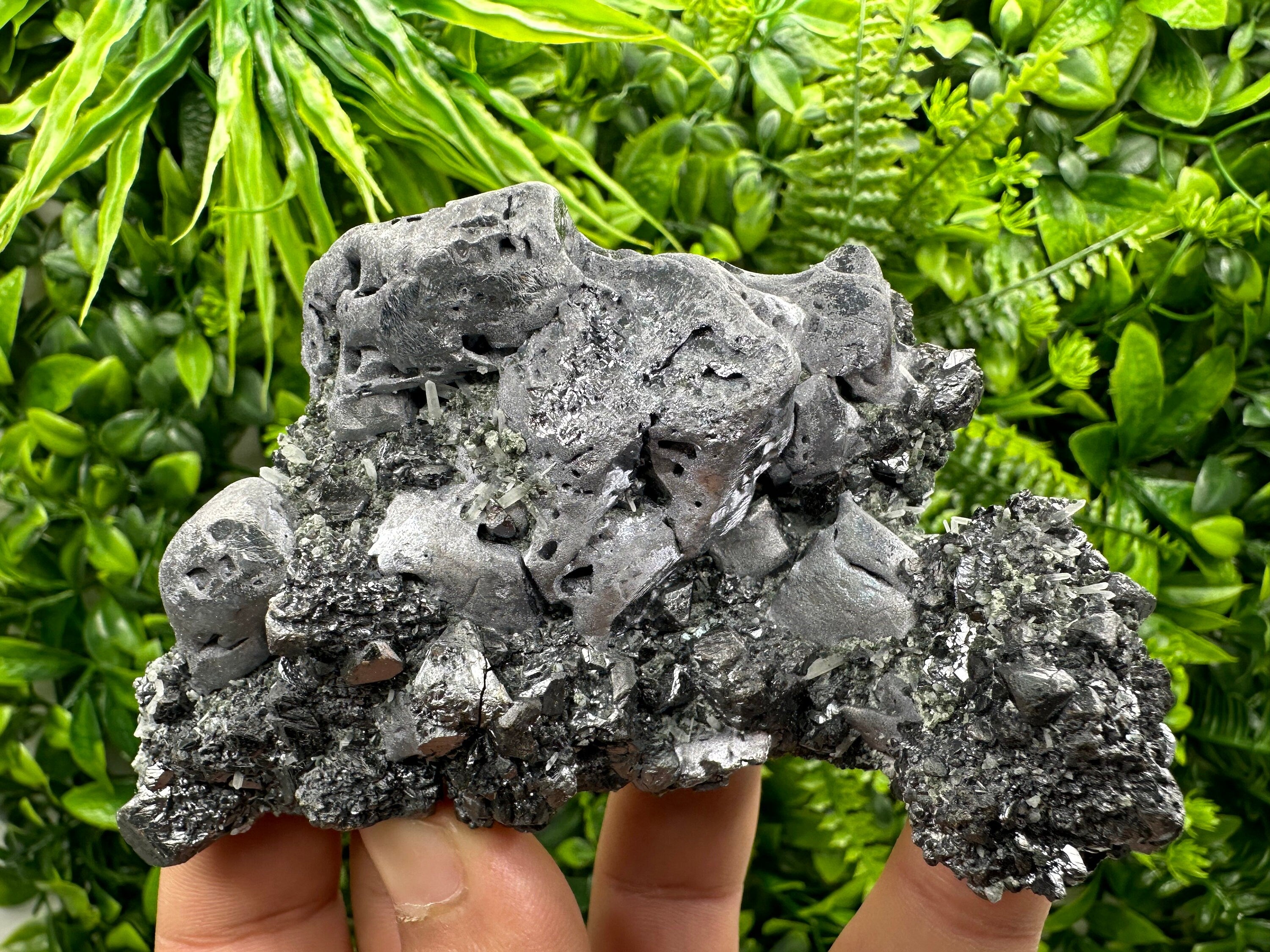 Galena on Sphalerite & Quartz: Natural Crystal Souvenir, Borieva Mine