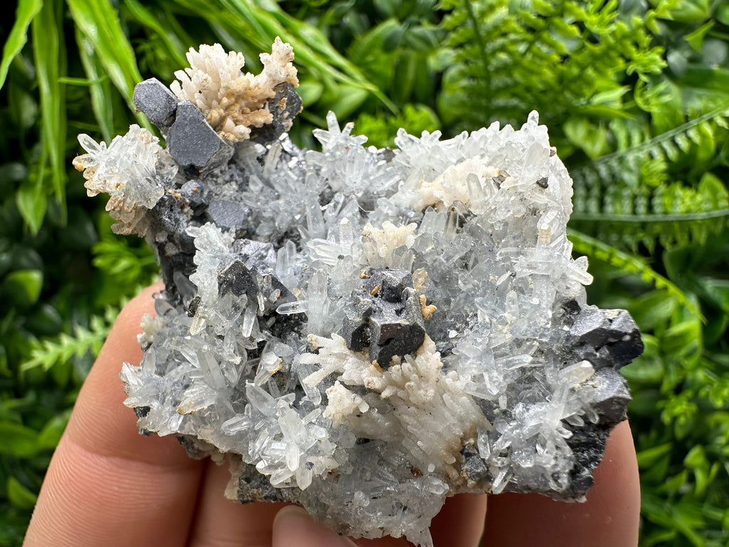 Galena Sphalerite Calcite on Quartz Cluster, Bulgaria Mineral Specimen