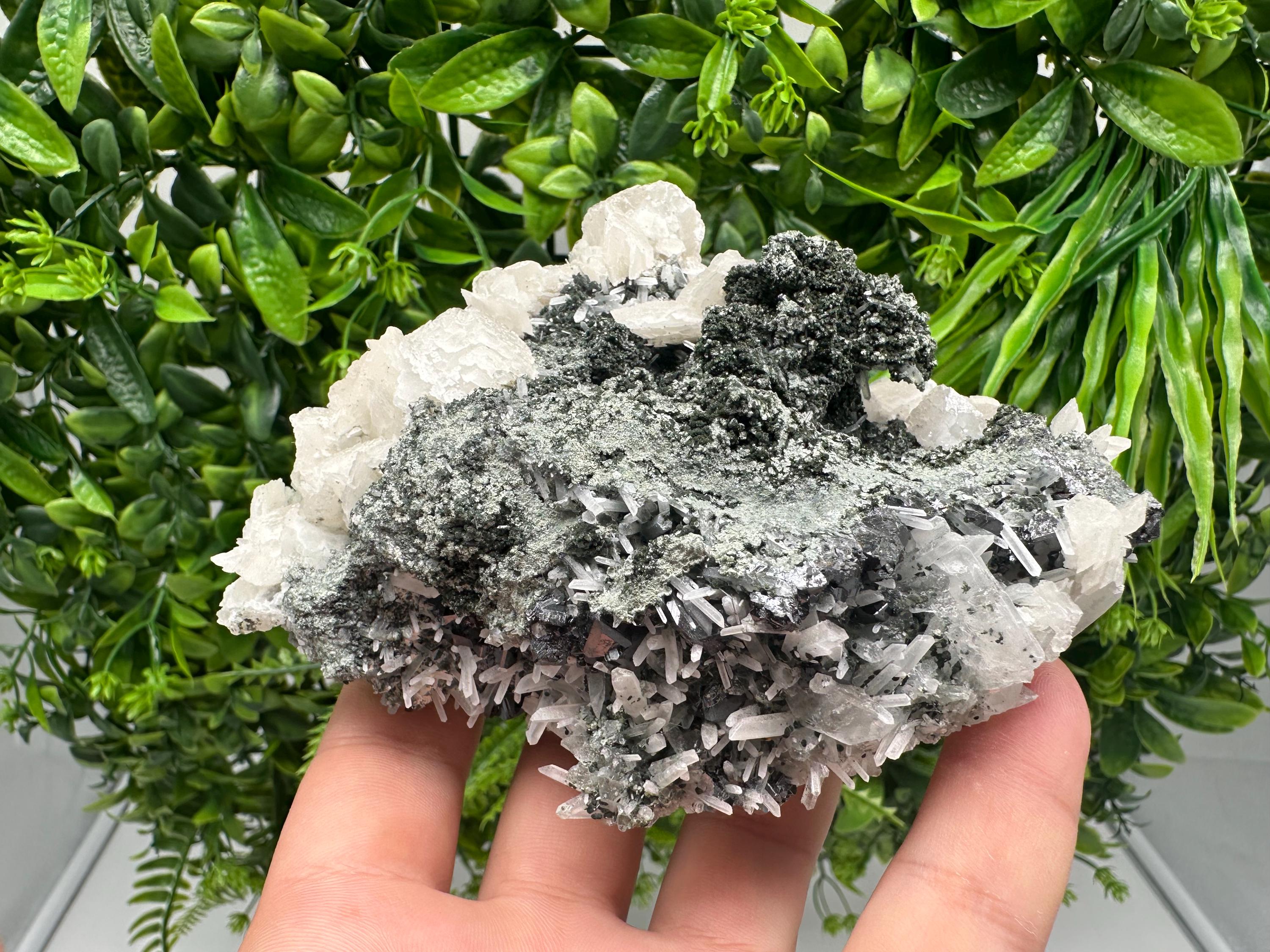 Quartz with Calcite and Chlorite Specimen, Borieva Mine, Bulgaria