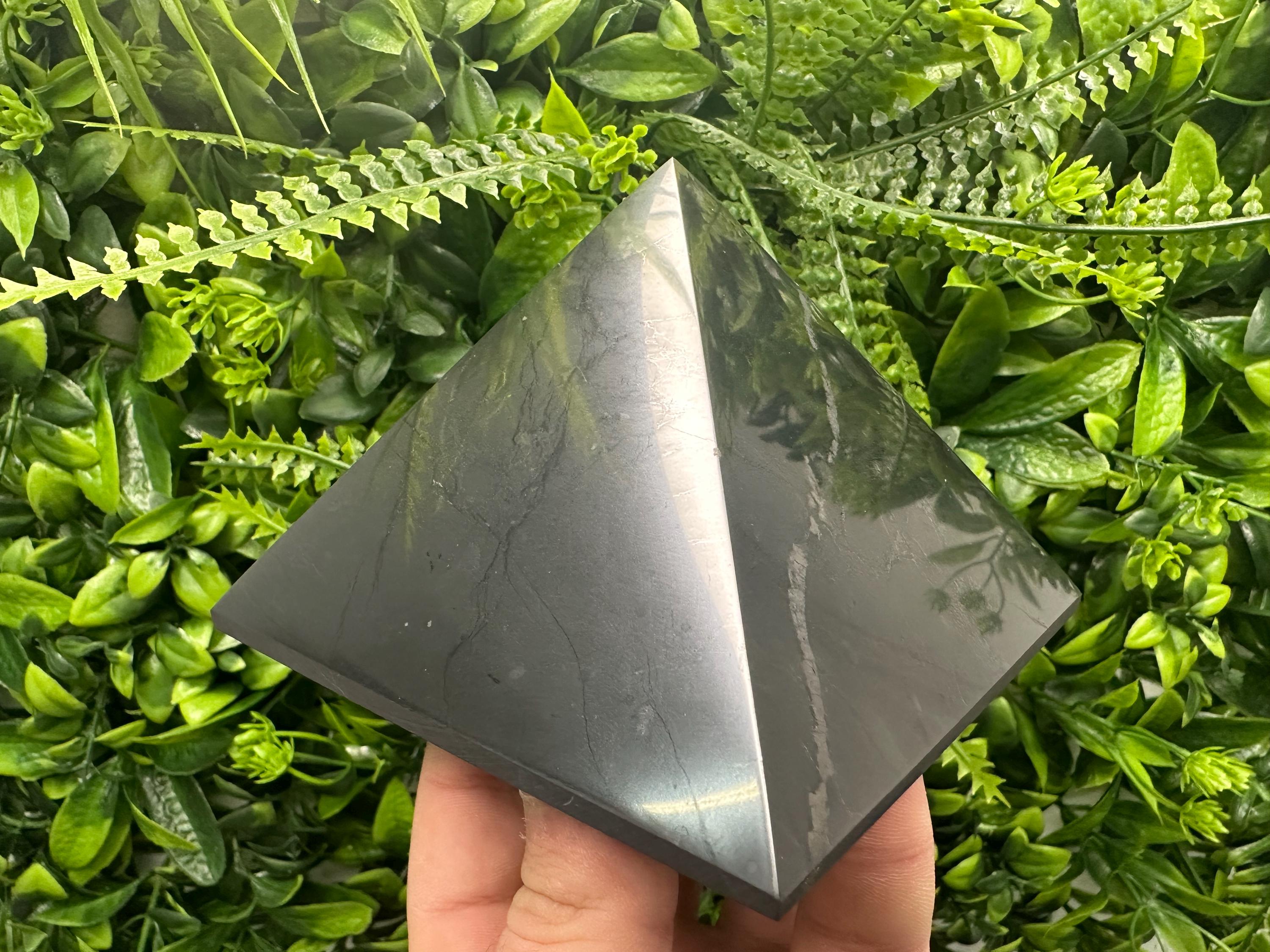 Shungite Pyramid 100MM – Natural Protection & EMF Shielding Stone