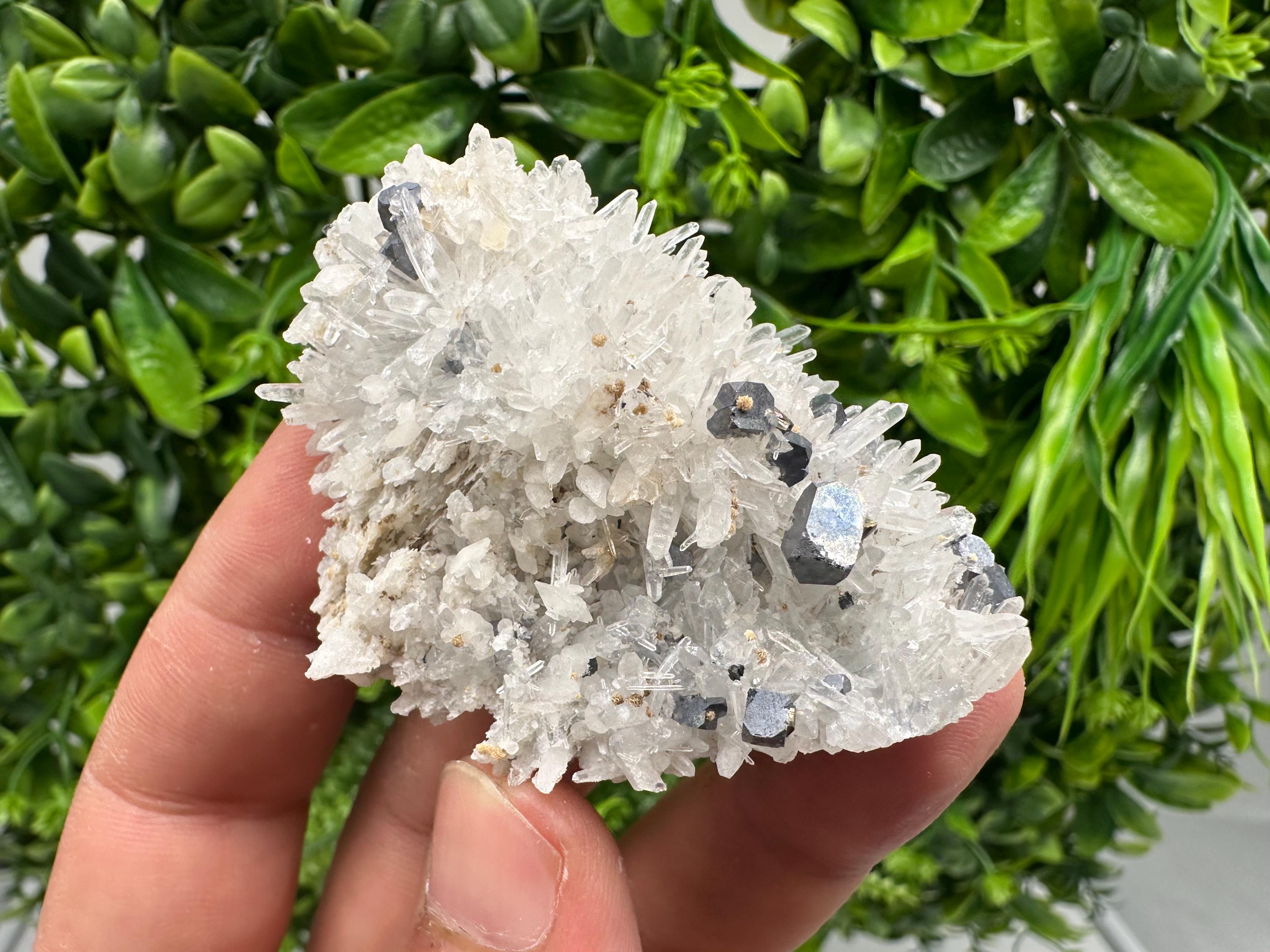 Wonderful Calcite,Sphalerite,Galena on Needle Quartz from Borieva mine,Madan,Bulgaria,natural,collectible mineral specimen,home decor stone