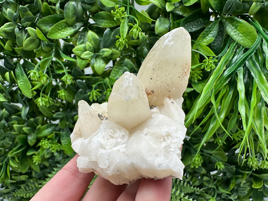 Calcite on Green Quartz: Laki Bulgaria Healing Crystal