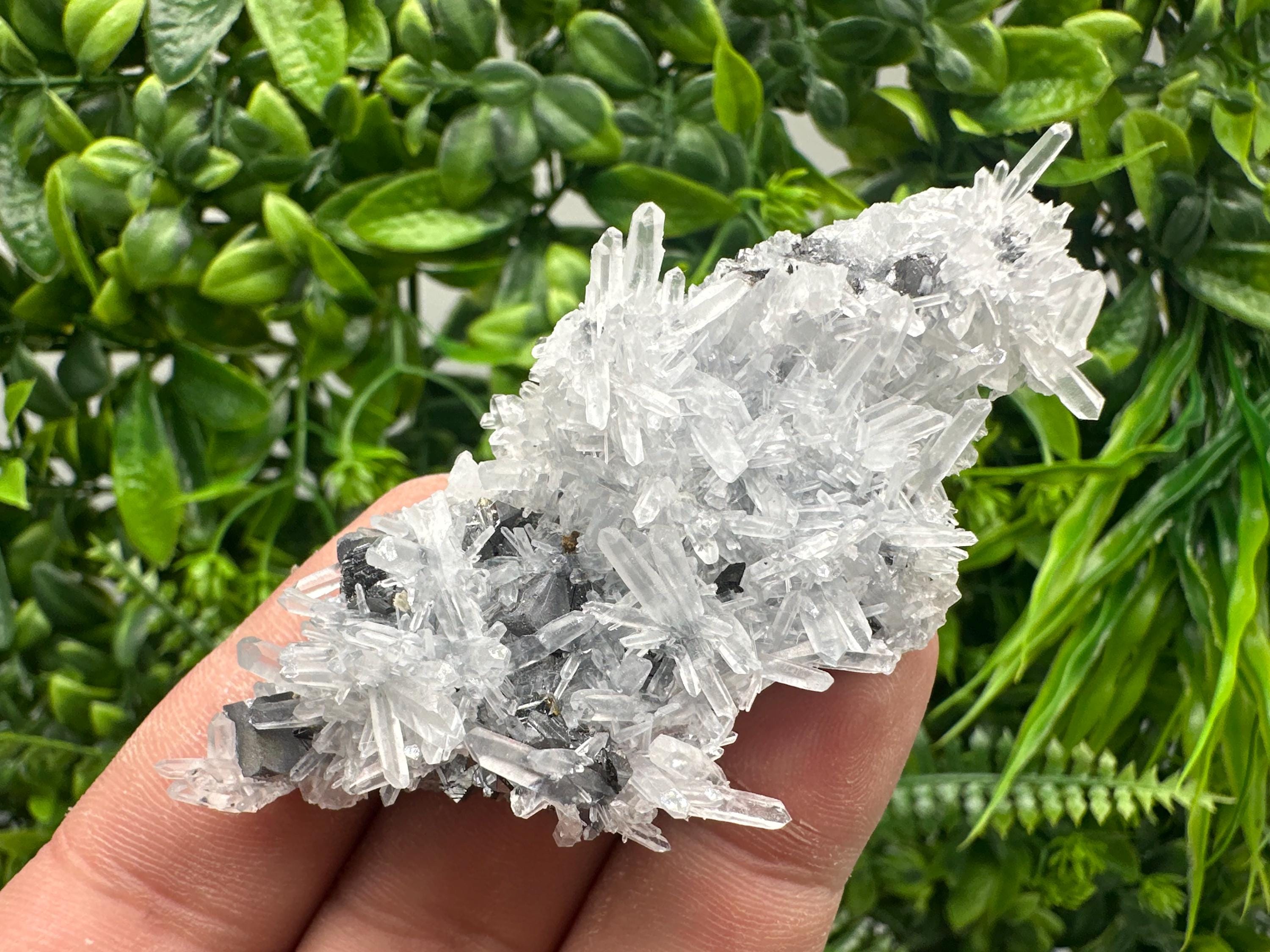 Sphalerite on Green Quartz, Borieva Mine Mineral Specimen