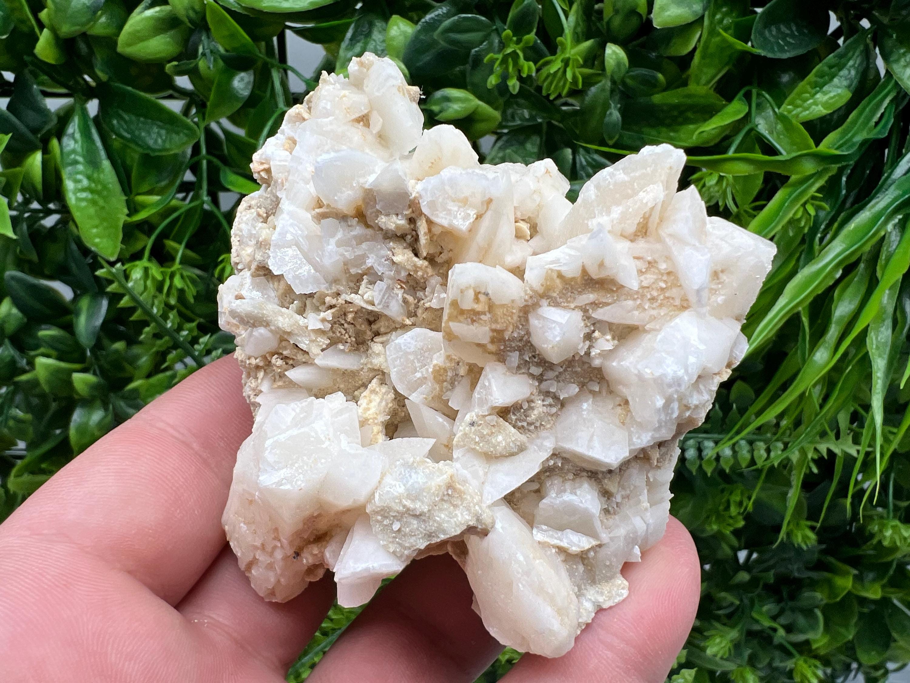Calcite on Aragonite & Green Quartz: Djurcovo Mine, Bulgaria