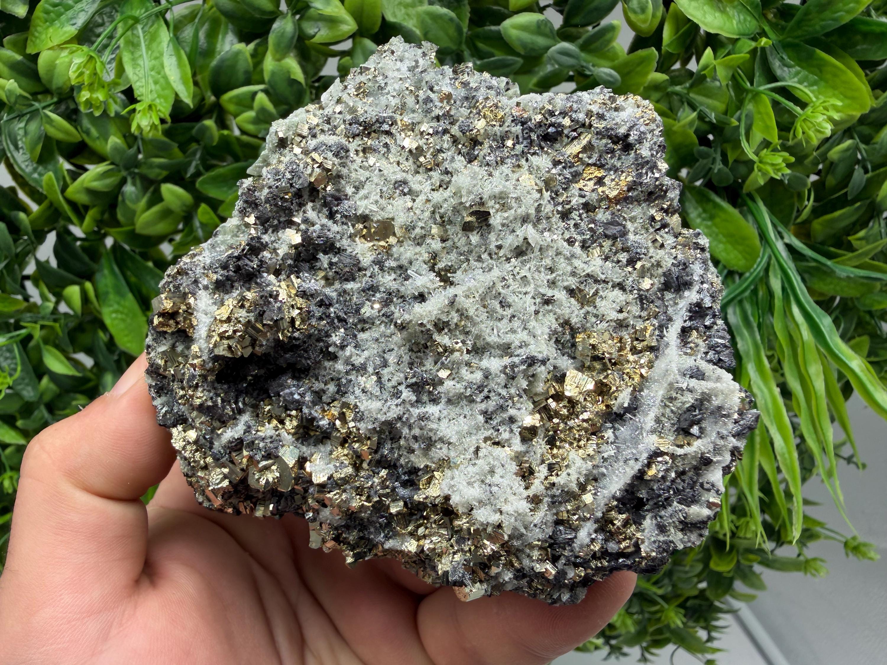 Sphalerite Quartz Pyrite Mineral Specimen: Madan Bulgaria Rare Crystal