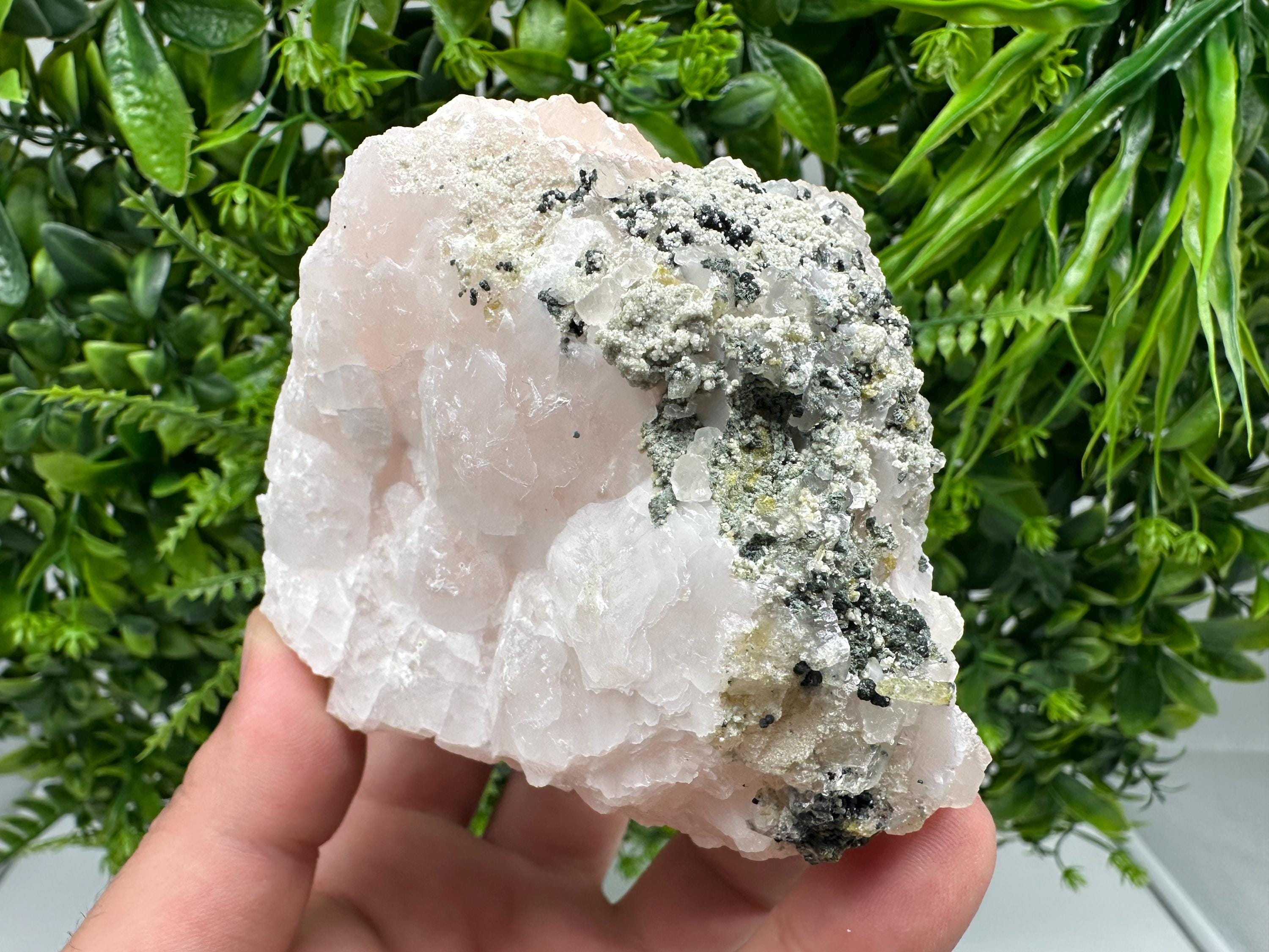UV Mangano Calcite: Borieva Mine, Bulgaria Crystal Decor
