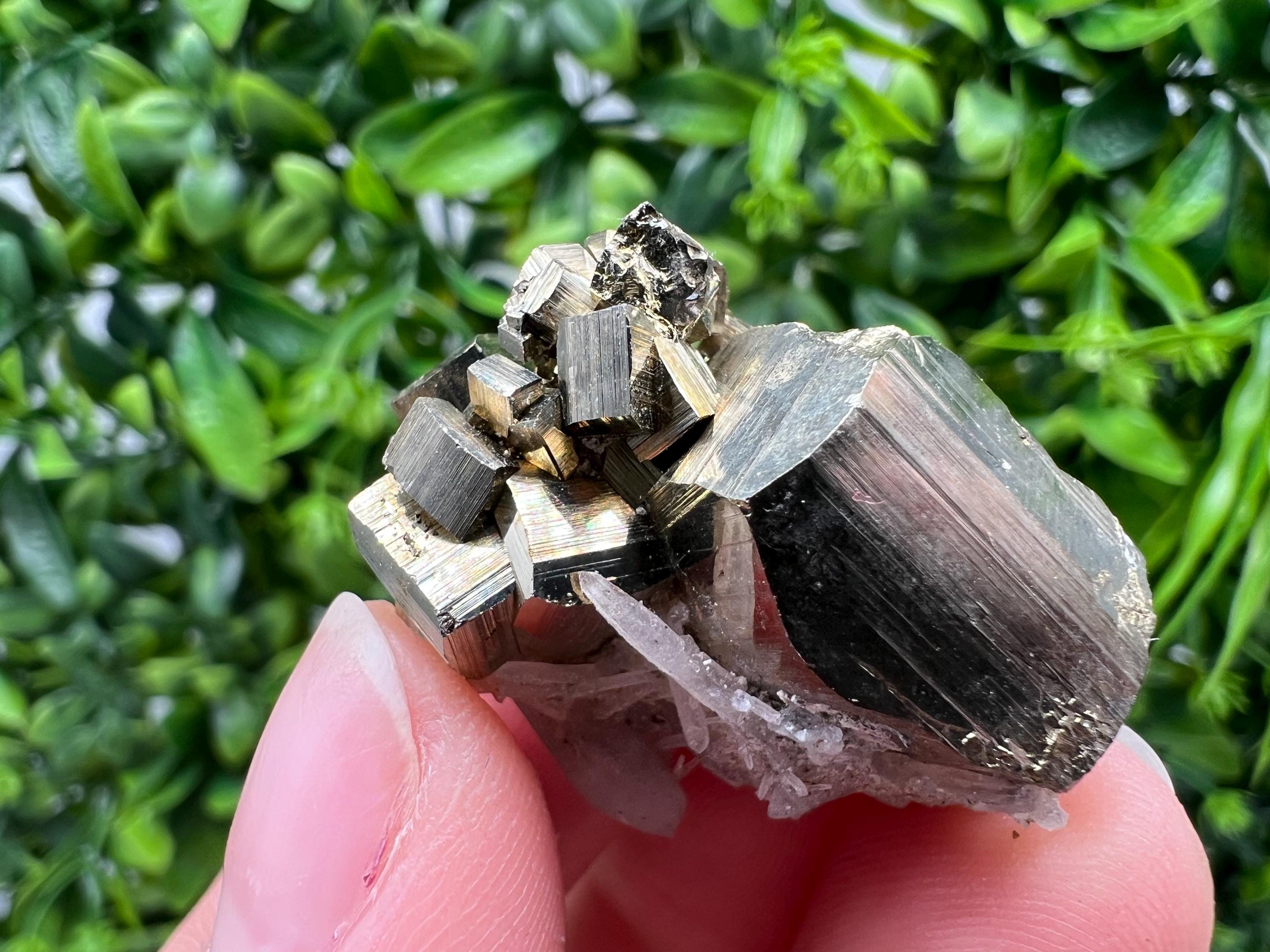 Wonderful Rainbow Pyrite whit Calcite,natural minerals souvenir Crystal,collection stone,rare minerals,home decor,Borieva Bulgaria