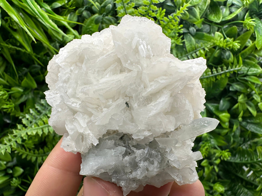 UV Calcite on Chlorite Matrix: Natural Mineral Specimen, Borieva Mine