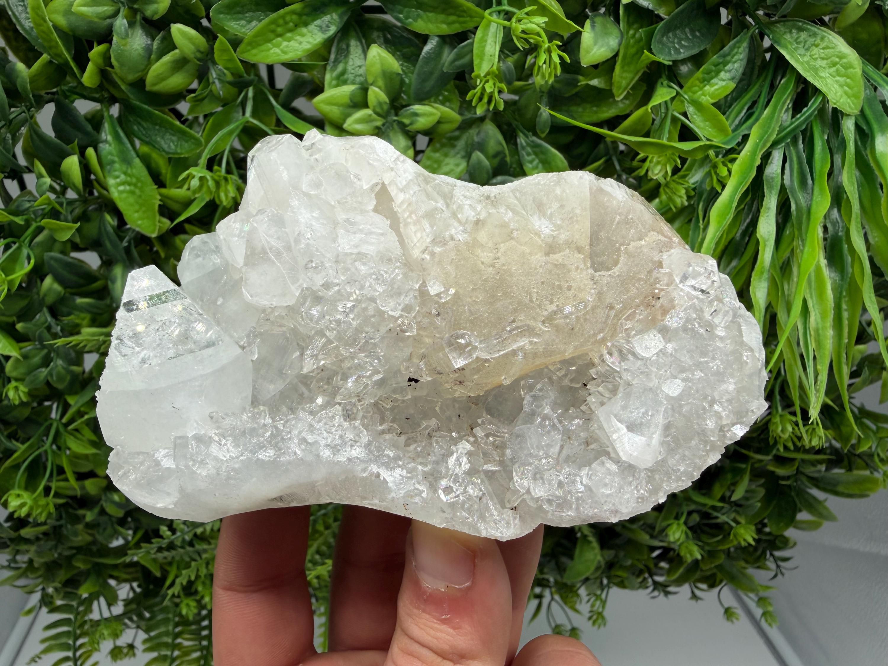 Apophyllite on Chalcedony Specimen, India Minerals, Crystal Collection