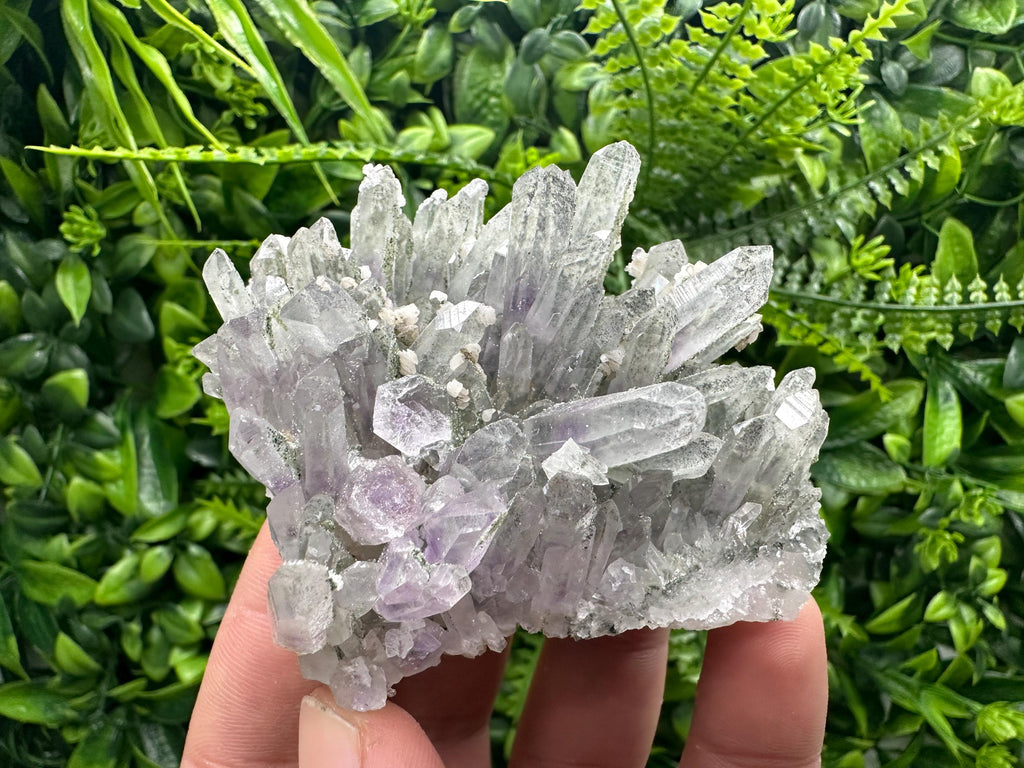 Amethyst Quartz Cluster, Calcite and Chlorite Inclusions, Rare Mineral Specimen