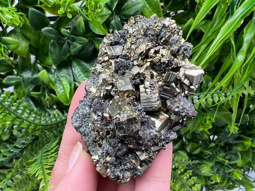 Pyrite on Green Quartz: Bulgaria Mineral Specimen, Home Decor Stone