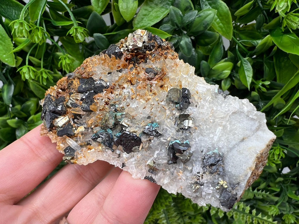 Wonderful Rainbow pyrite,Sphalerite on needles Quartz,natural minerals souvenir crystal gift collection stone,home decor Borieva Bulgaria