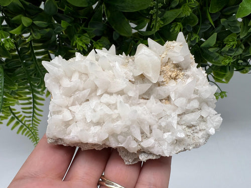Calcite on Green Quartz: Djurkovo Mine, Bulgaria Healing Crystal