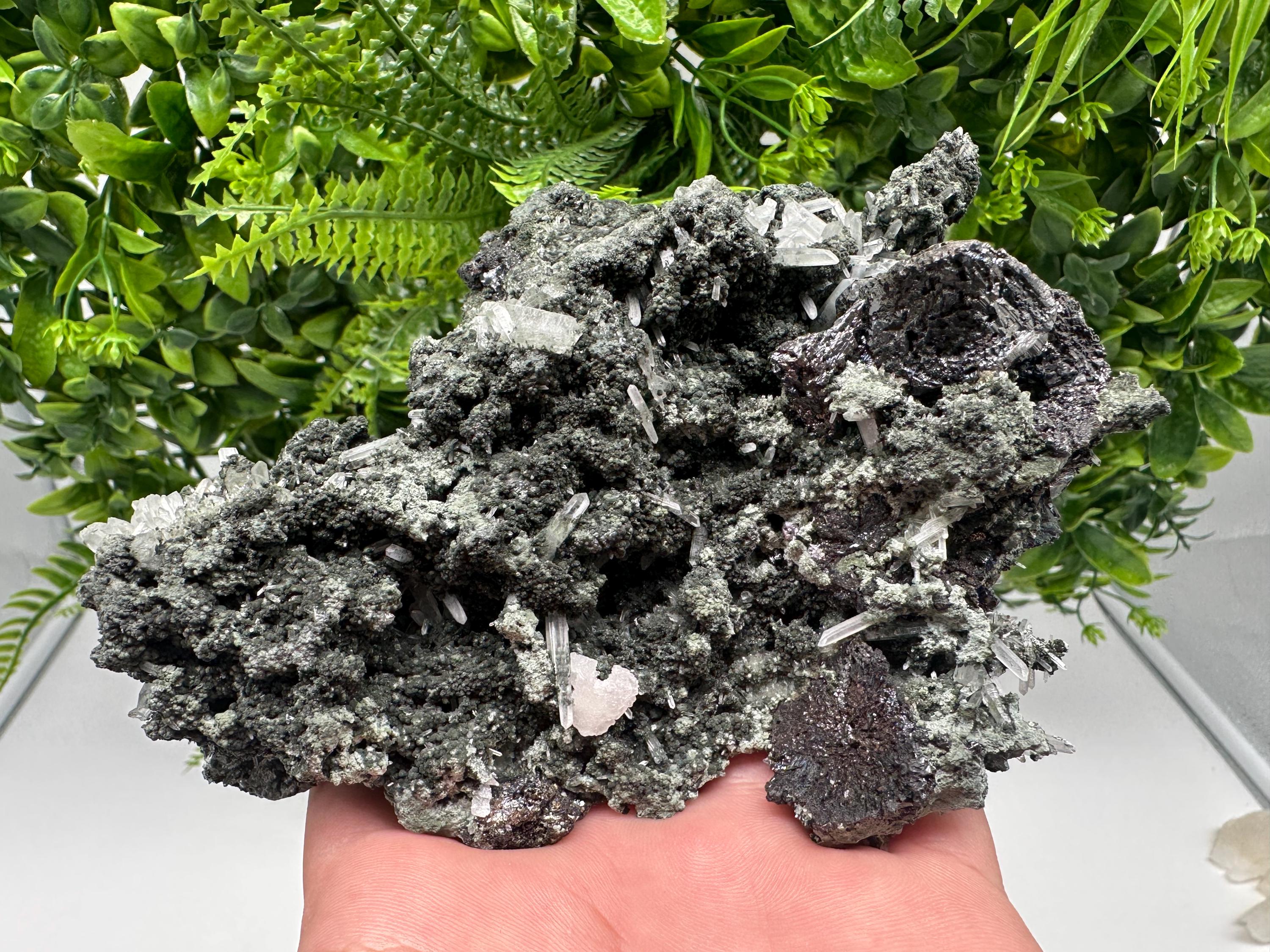 Lovely specimen Green Quartz inclusions Chlorite and Sphalerite/ Natural minerals/ Souvenir crystal gift minerals famous 9th September/Madan