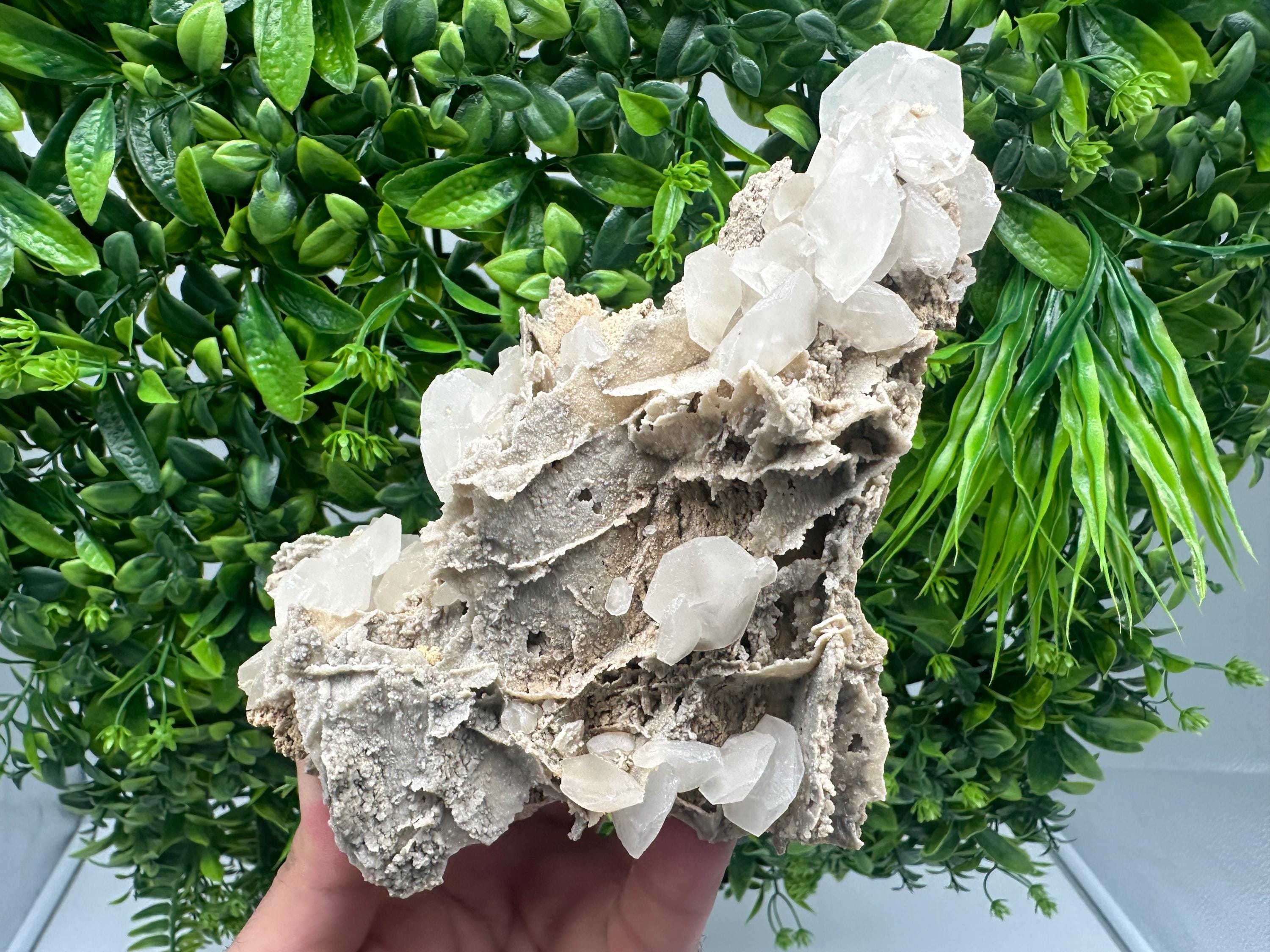 UV Calcite on Aragonite, Bulgaria Mineral Specimen, Rare Crystal