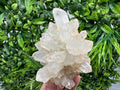Large Green Epidote with Quartz Crystals: Sparkly Rainbow Stone Decor