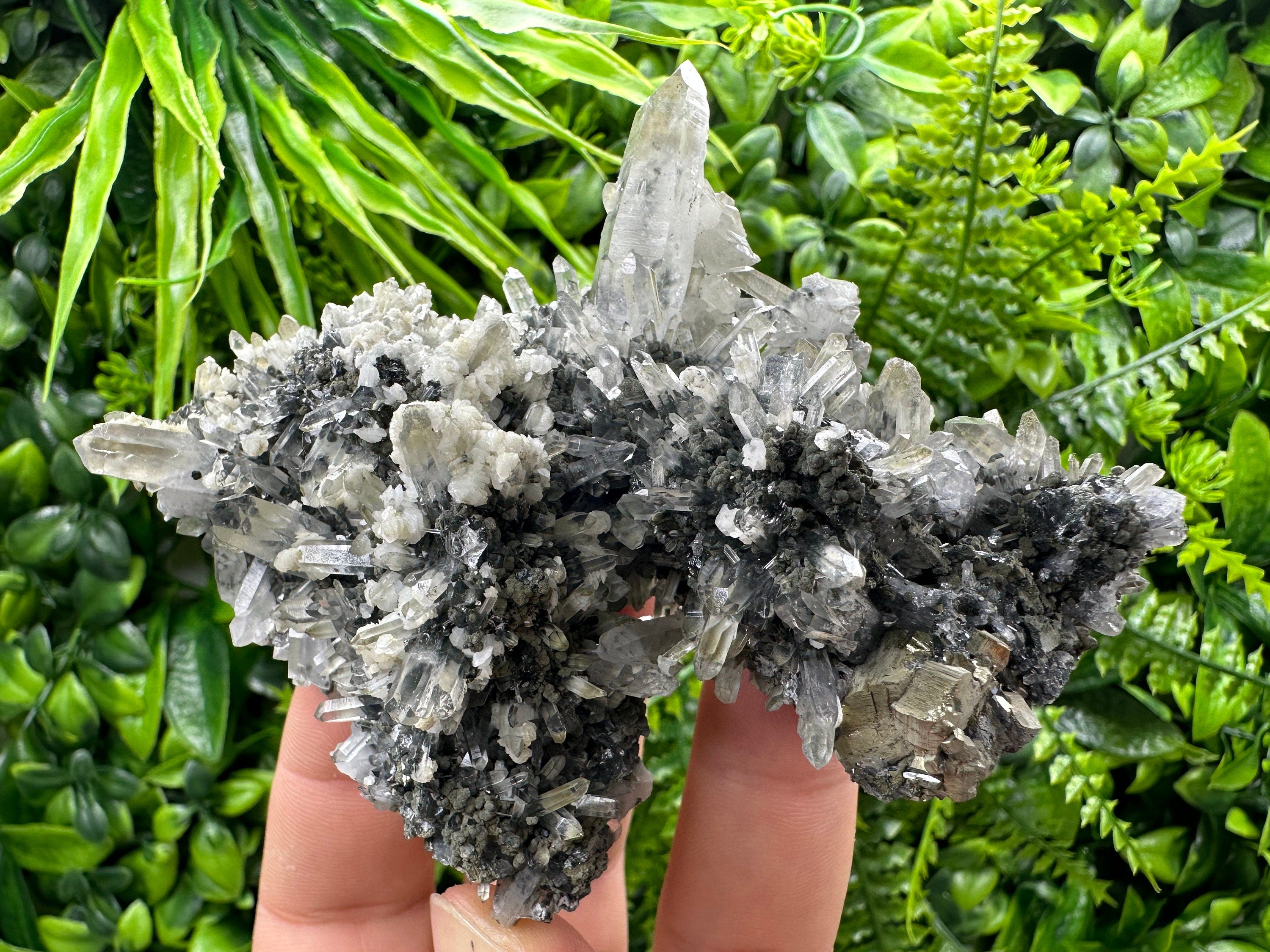 Quartz with Calcite and Pyrite, Borieva Mine, Bulgaria