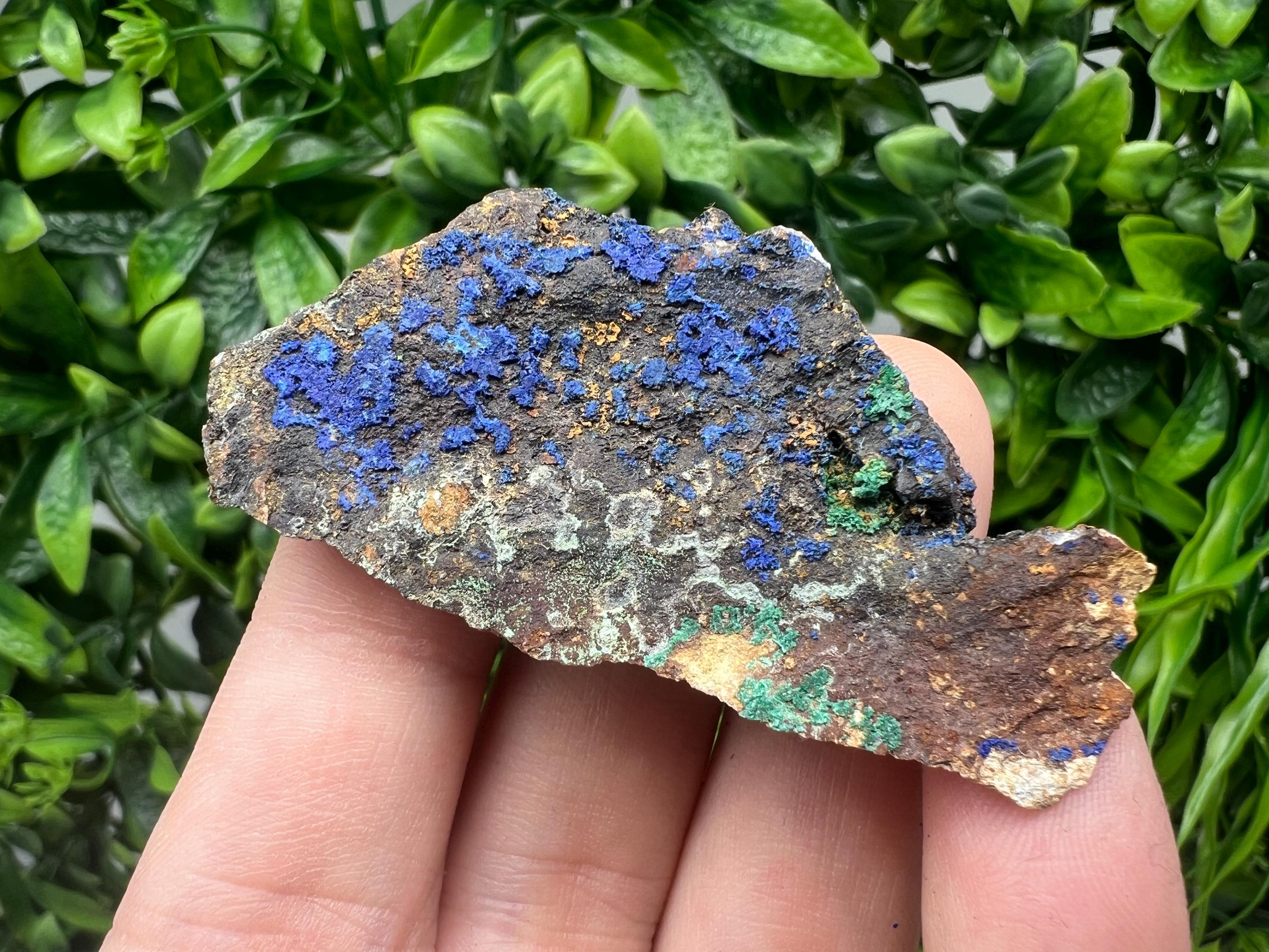Azurite Malachite Mineral Specimen: Moroccan Blue Green Crystal, Home Decor