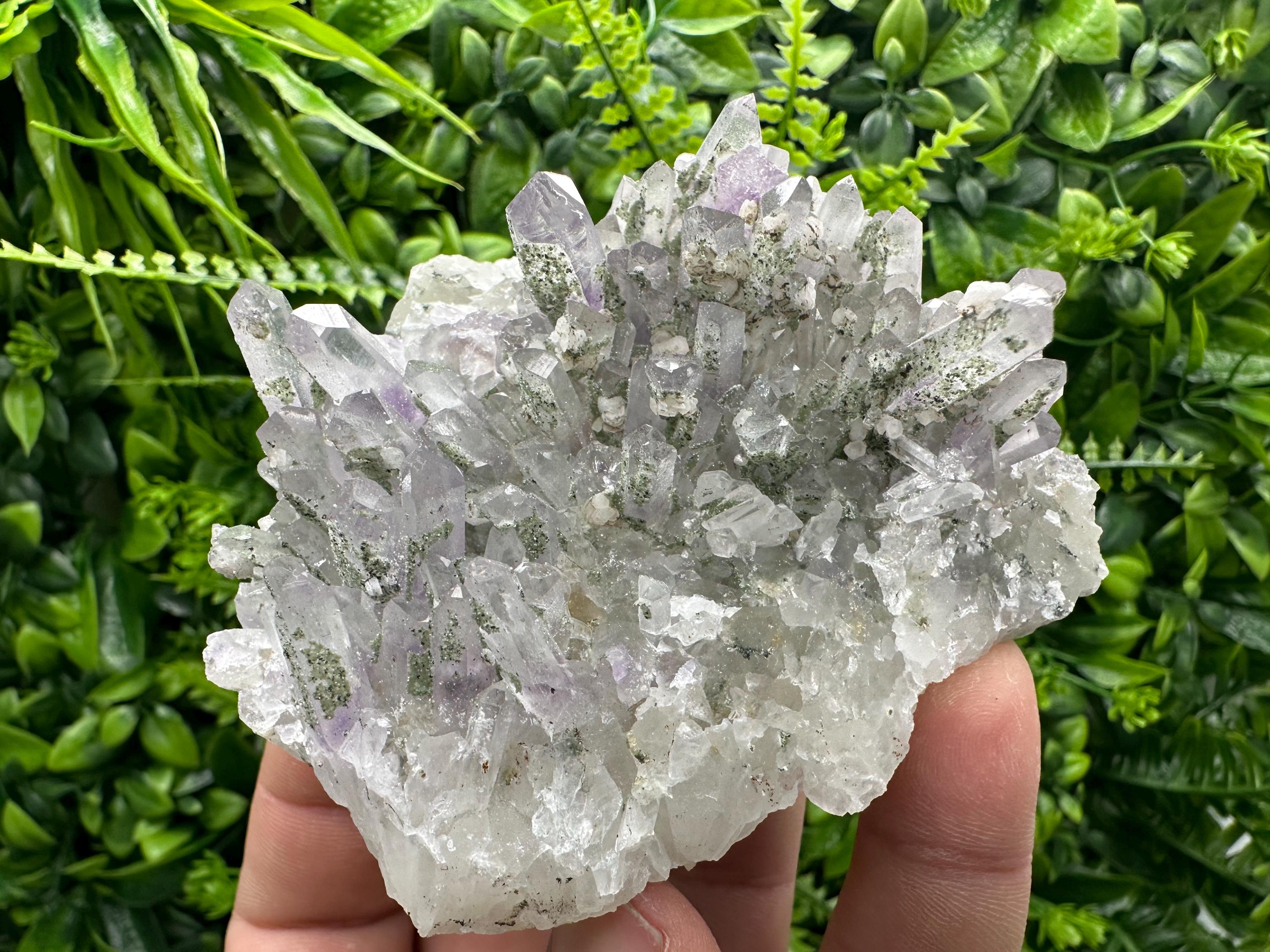 Amethyst Quartz Cluster with Calcite and Chlorite, Bulgaria Mineral Specimen