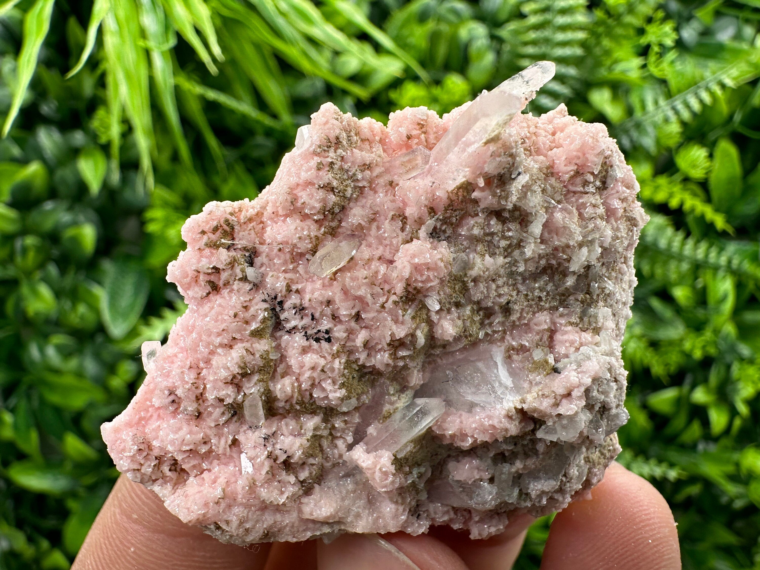 Rhodochrosite with Quartz Crystals, Starnica Mine, Bulgaria