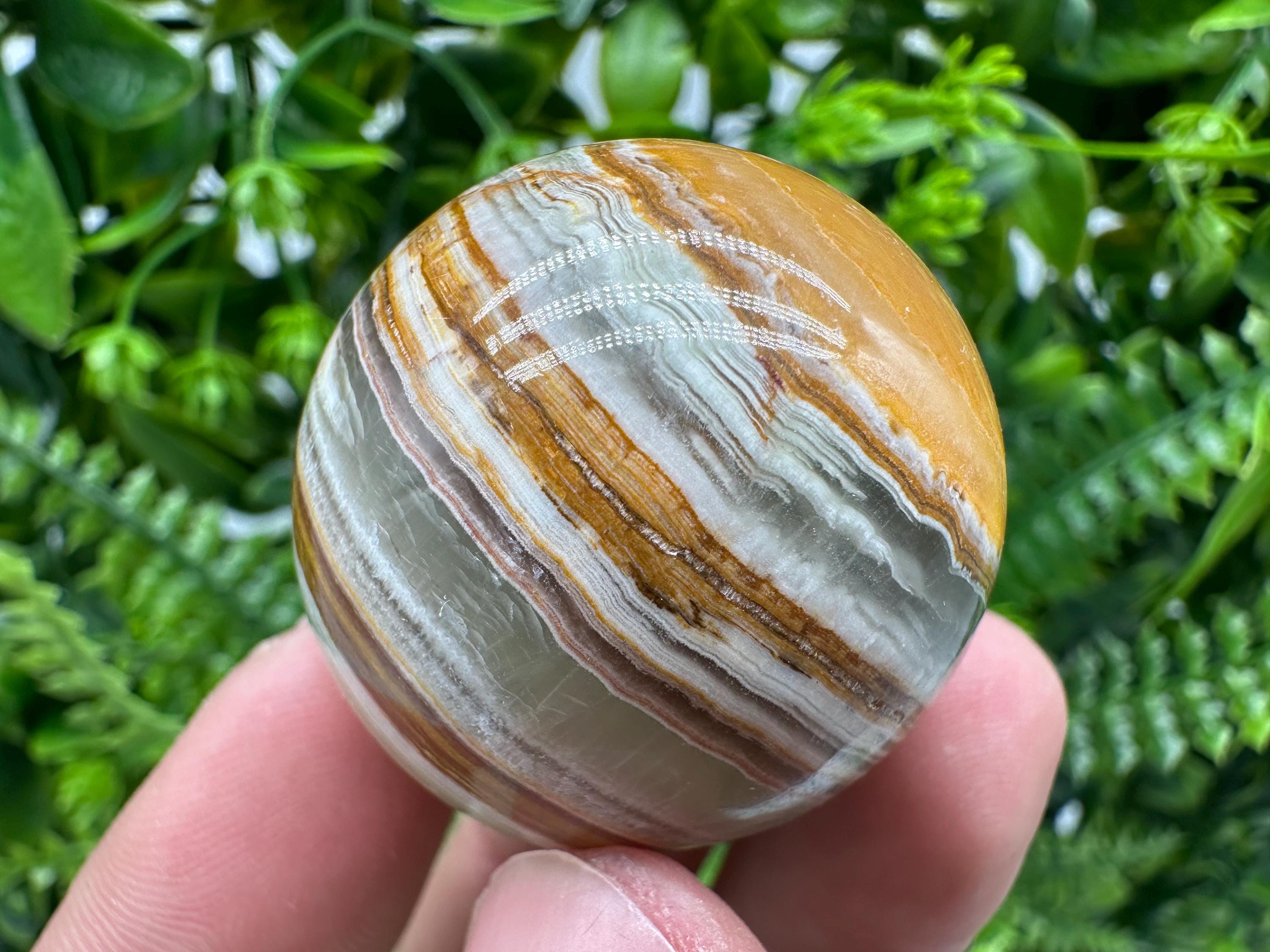Green Banded Onyx Sphere: Healing Crystal (4cm)