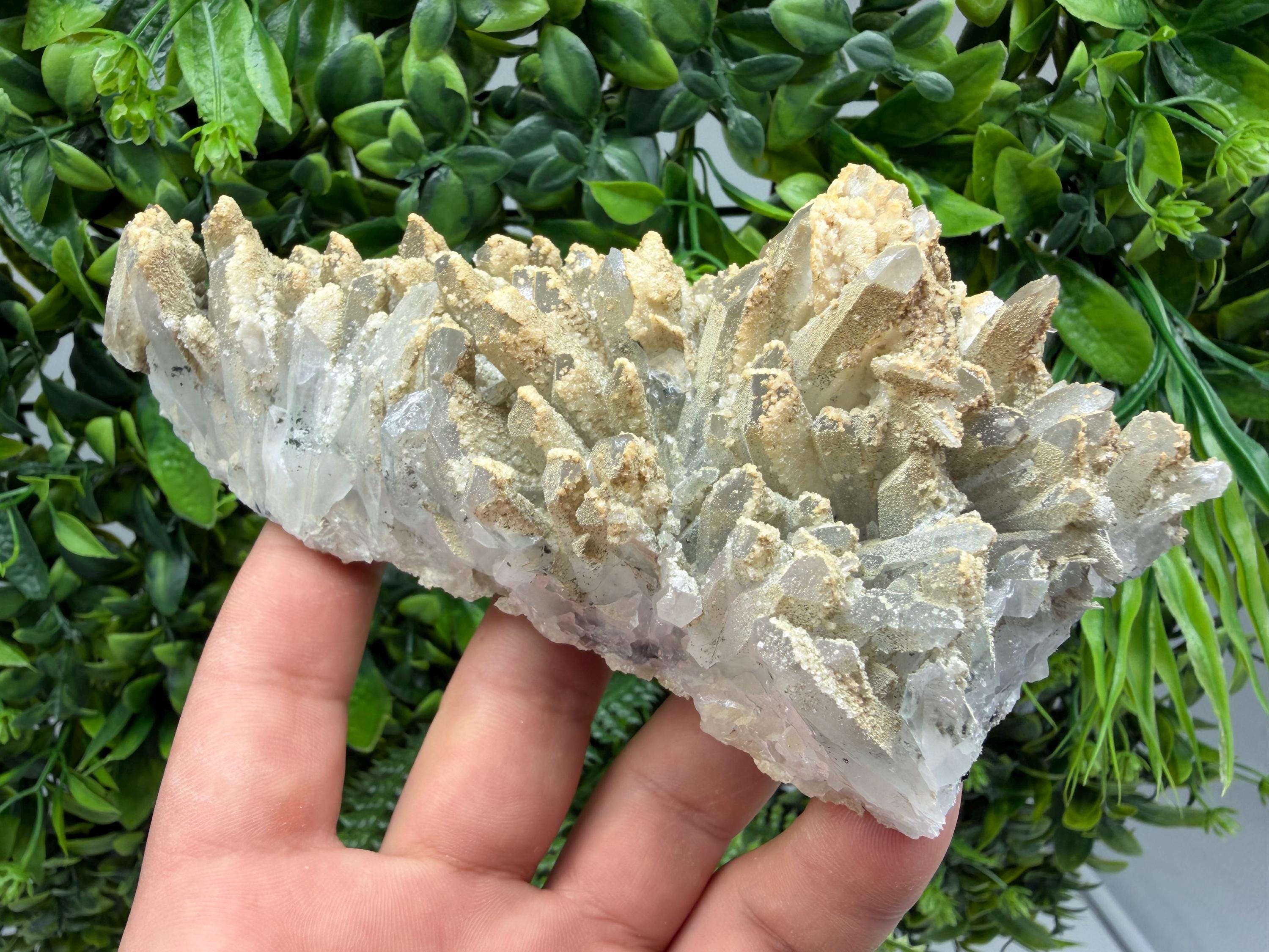 Stunning Transparent Quartz on Chlorite Matrix white Calcite from Borieva mine,Madan,Bulgaria,collection mineral specimen,home decor,gift