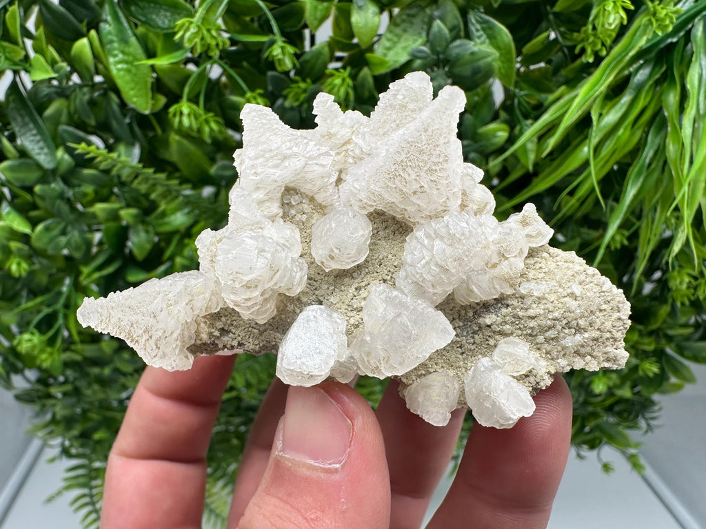 Calcite on Green Quartz: Laki Bulgaria Healing Crystal
