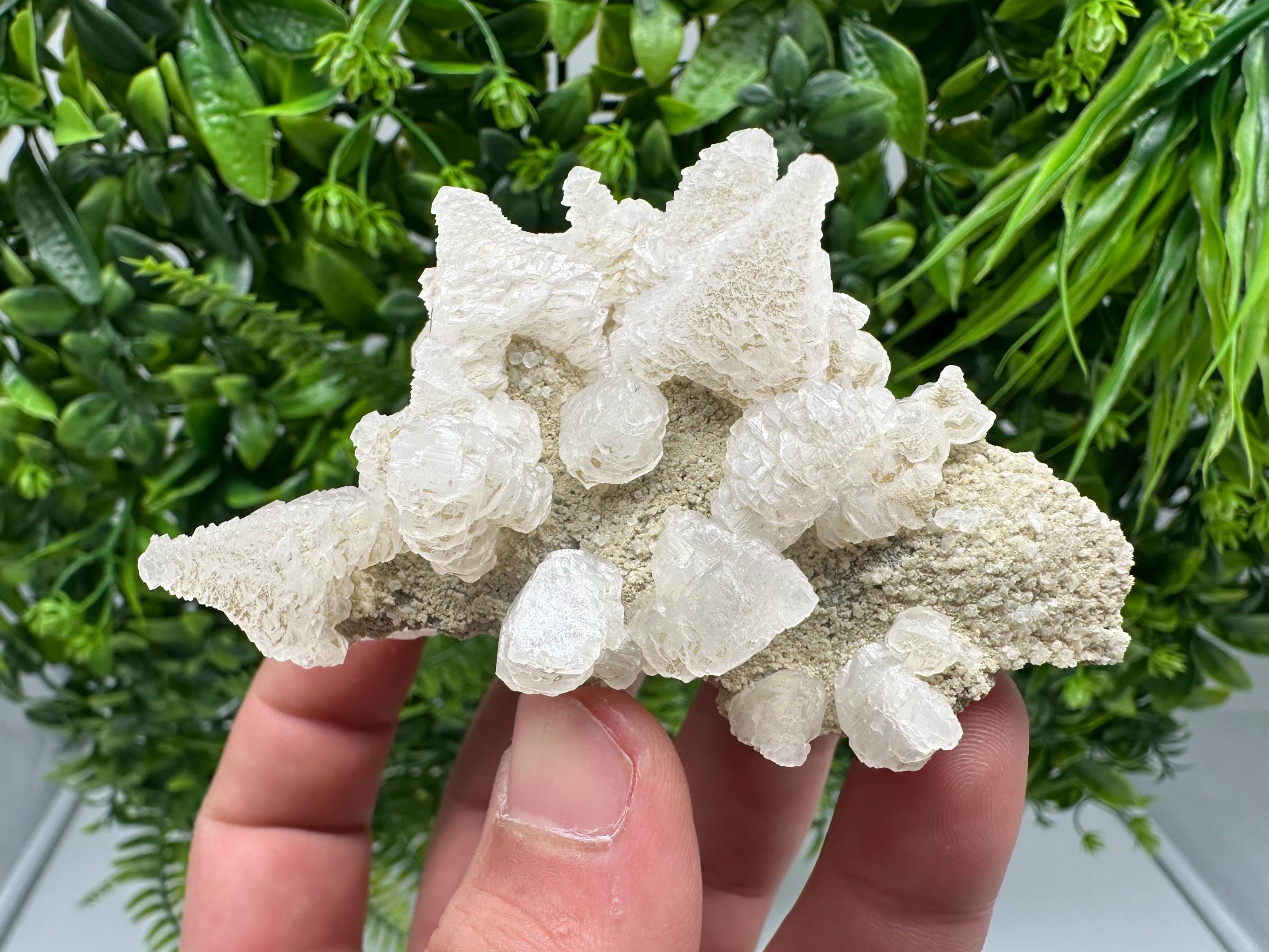 Calcite on Green Quartz: Laki Bulgaria Healing Crystal