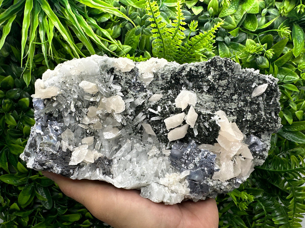 Galena Sphalerite Calcite on Quartz, Bulgaria Mineral Specimen