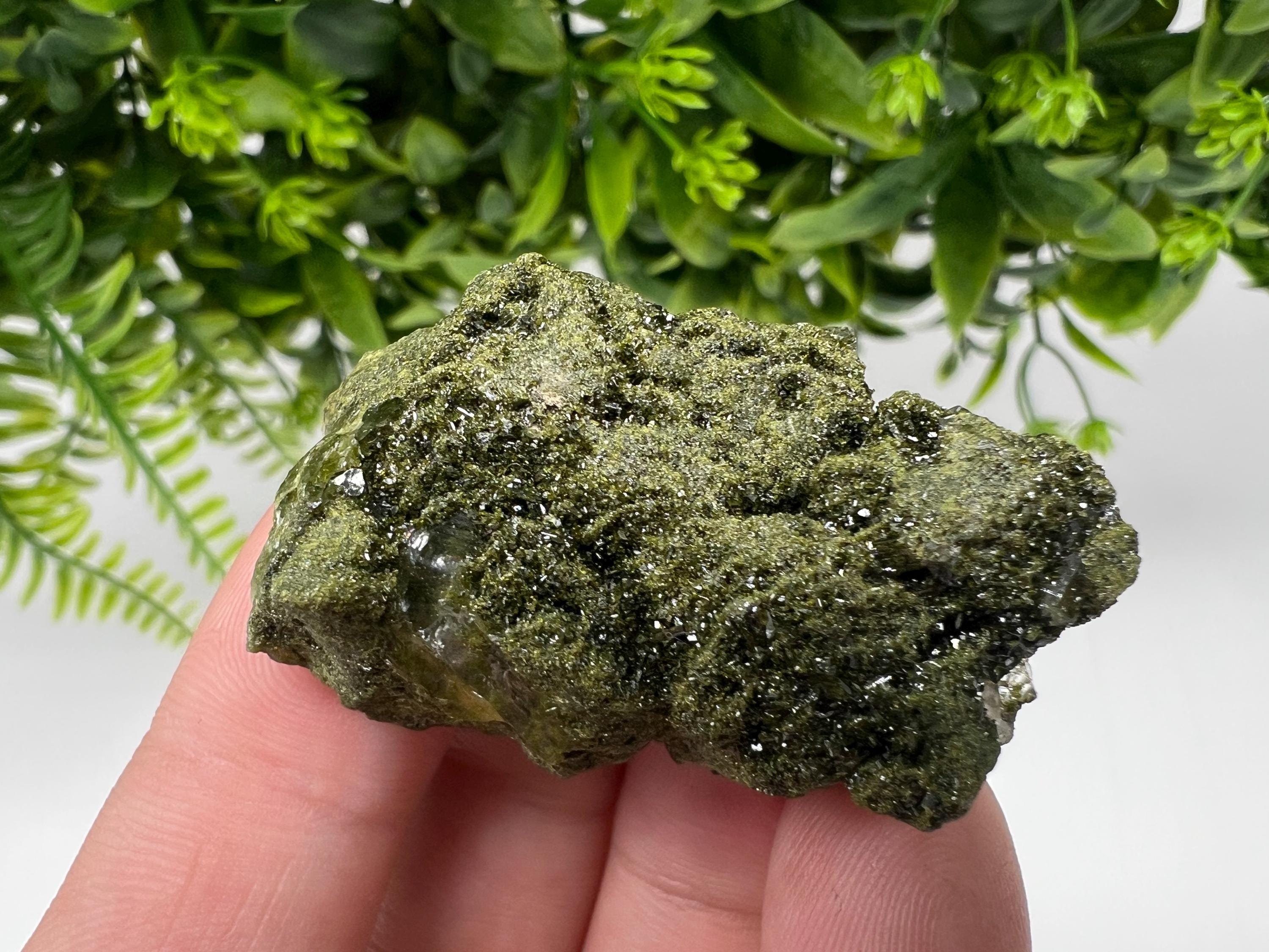 Sparkly Green Epidote with Quartz Crystals, Eastern Anatolian Mineral Decor